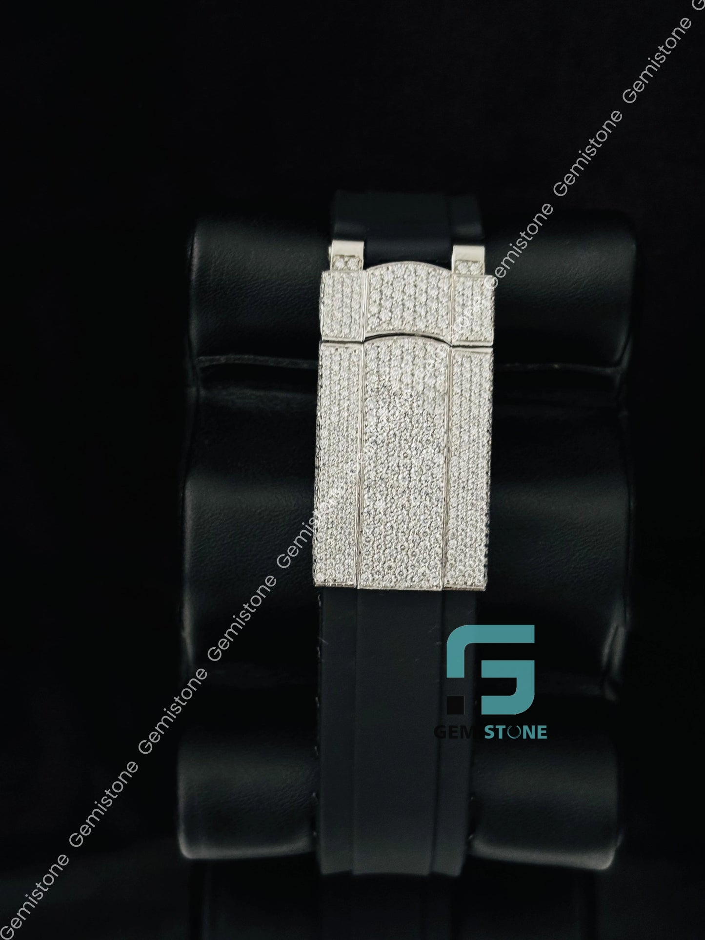 Moissanite Silicon Belt Bust Down Iced Out Watch