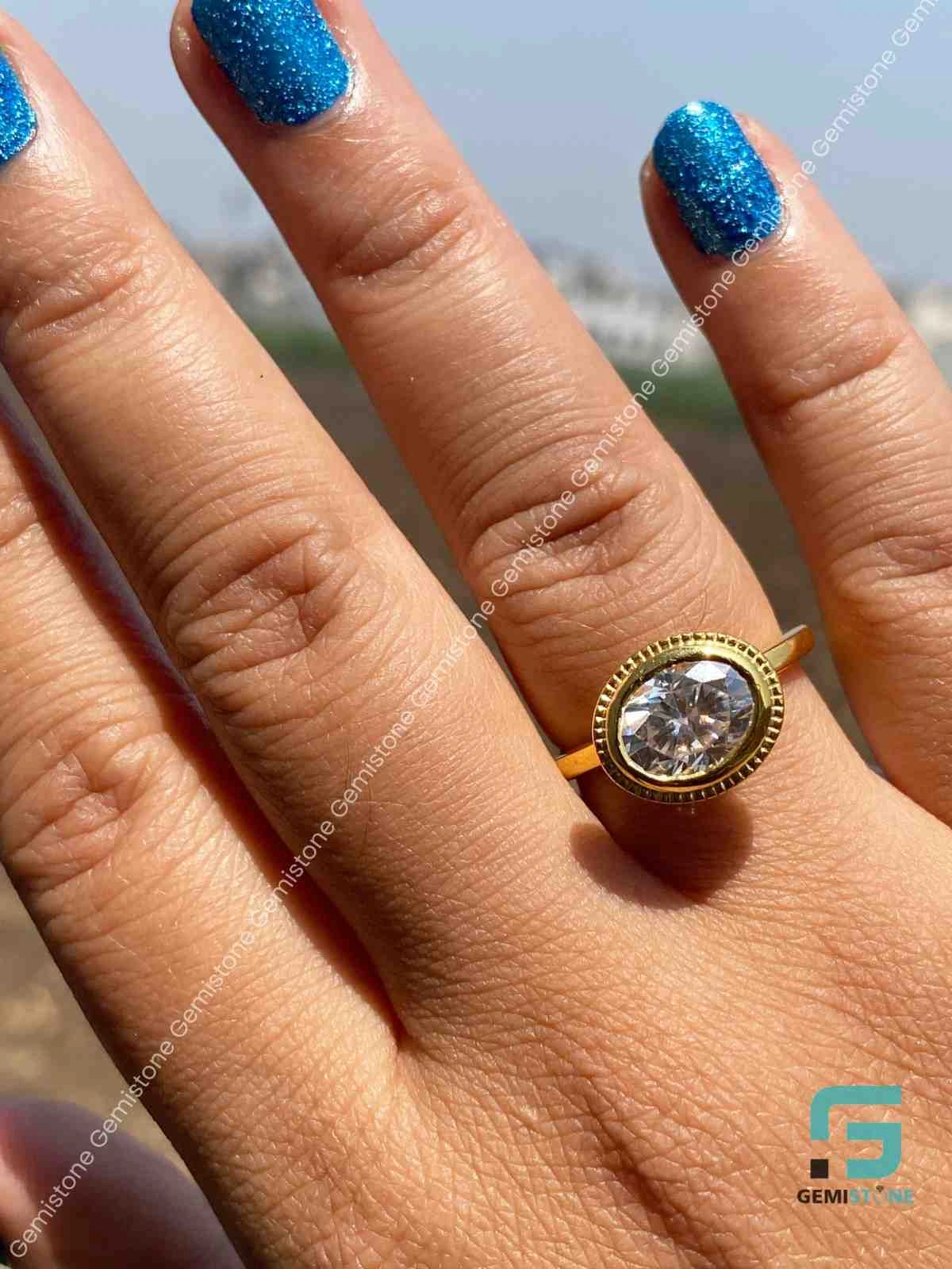 Moissanite Solitaire Bezel Wedding Ring