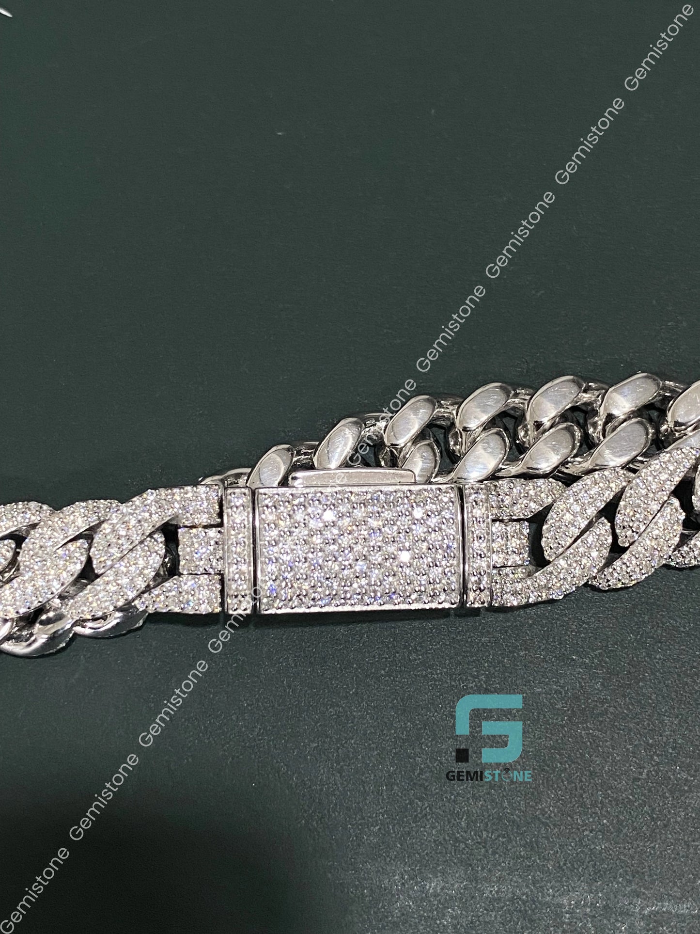 Moissanite Starling Silver Cuban Link Bracelet