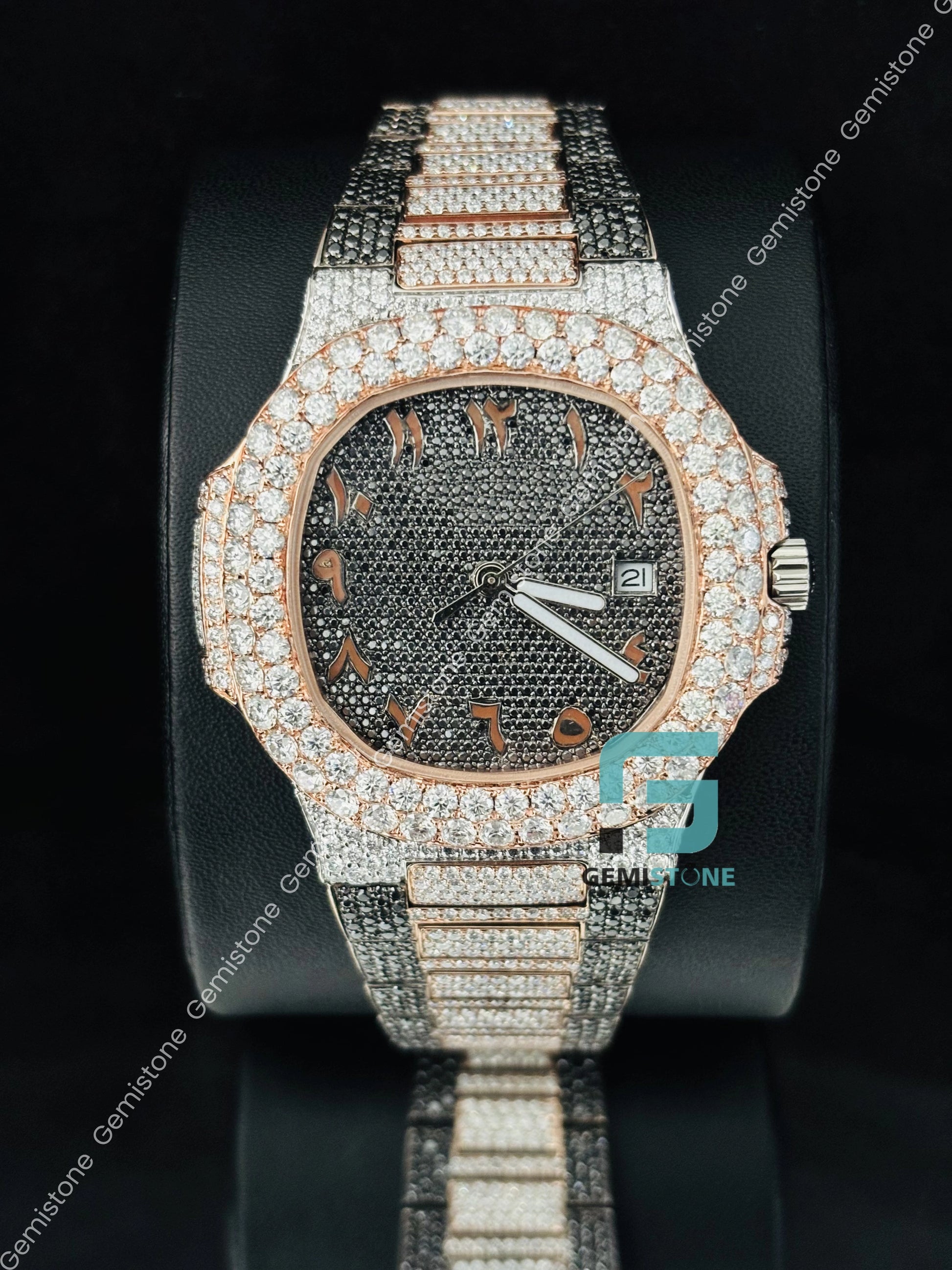 Moissanite Two Tone Hip Hop Iced Out Watch