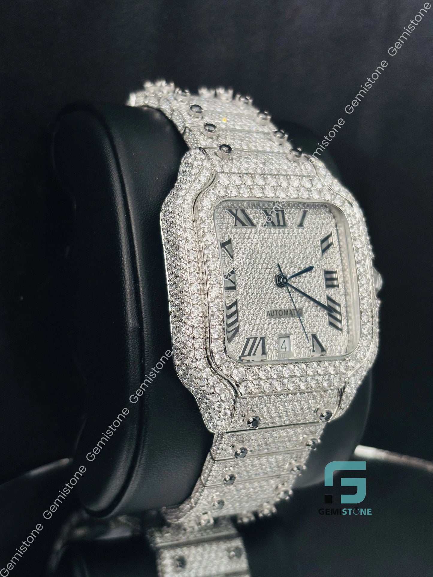 Moissanite Watch Fully Studded Watch for Him