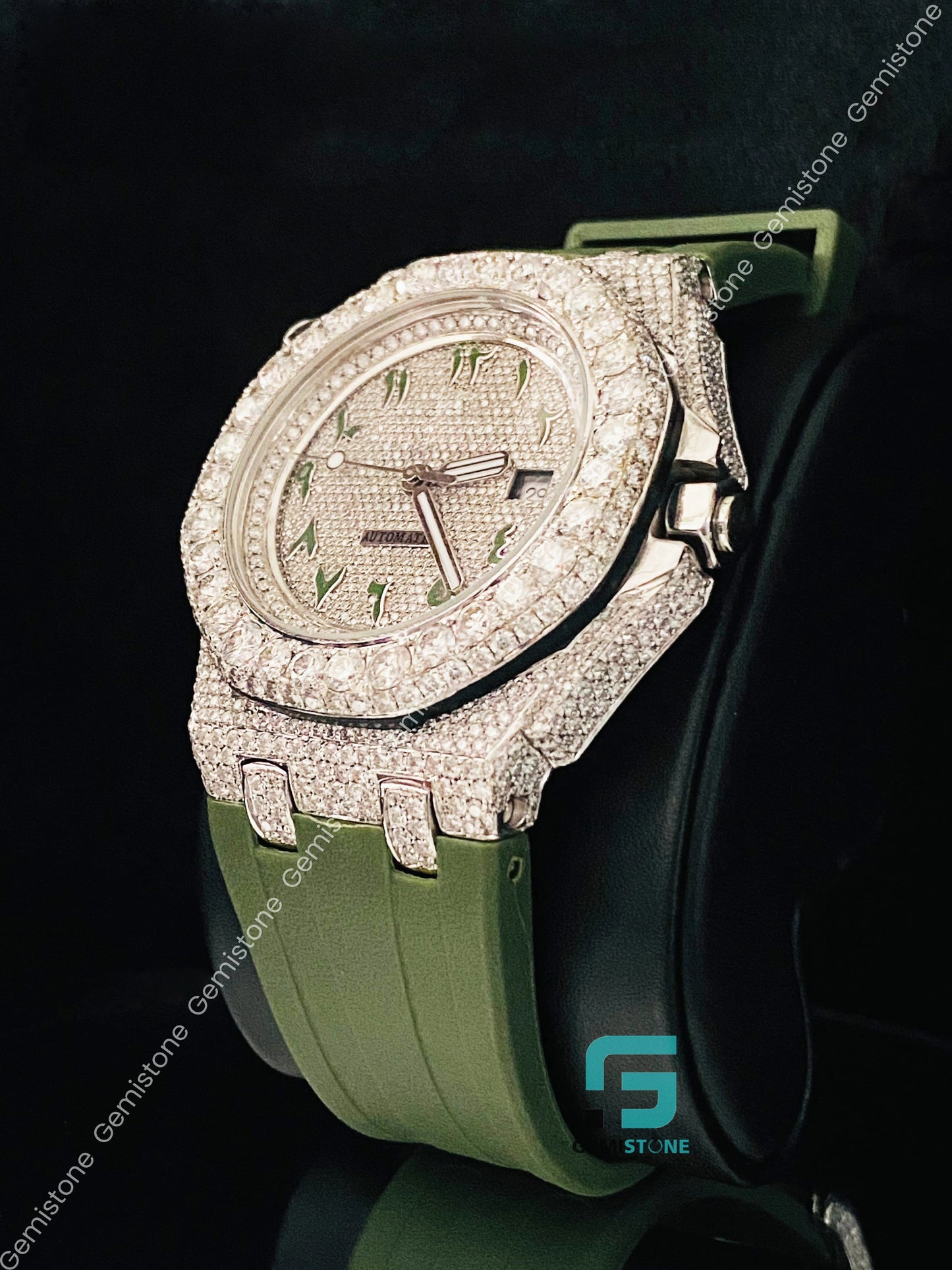 Moissanite Wrist Big Bezel Watch For Him