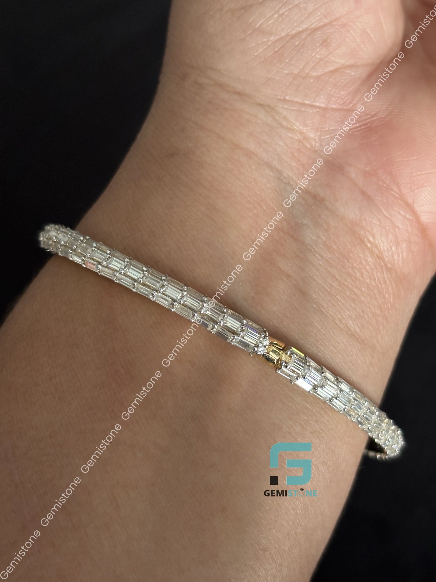 Moissanite Yellow Plating Baguette Moissanite Bracelet