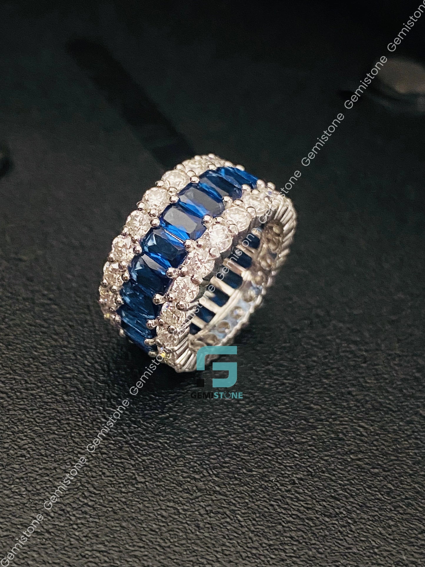 Moissanite iced out Sterling Silver Band