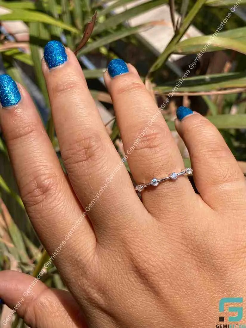 Brilliant Round Cut Moissanite Buble Stack Band For Wedding Ring