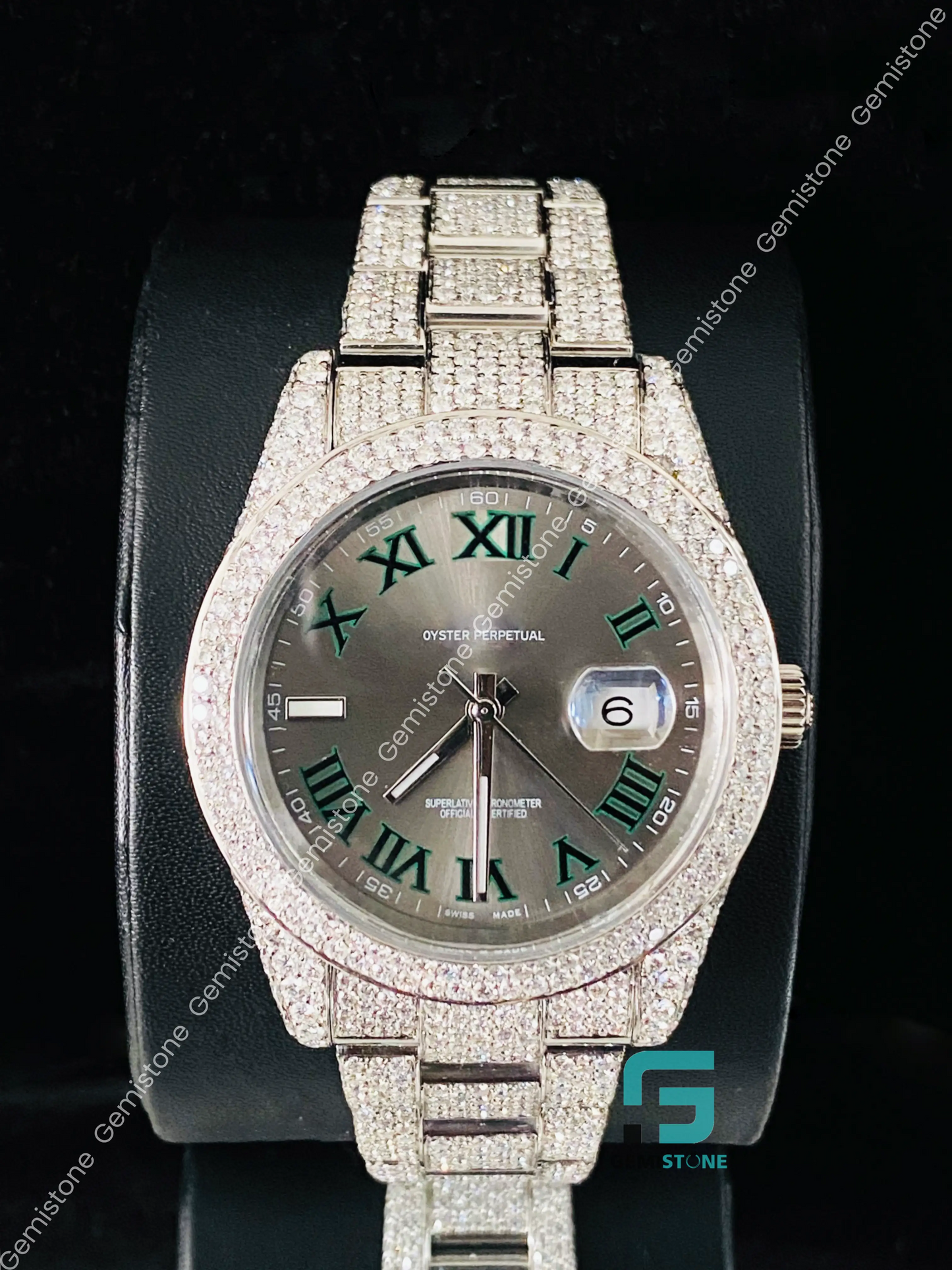 Muted Grayish Brown Color Dial Moissanite Watch