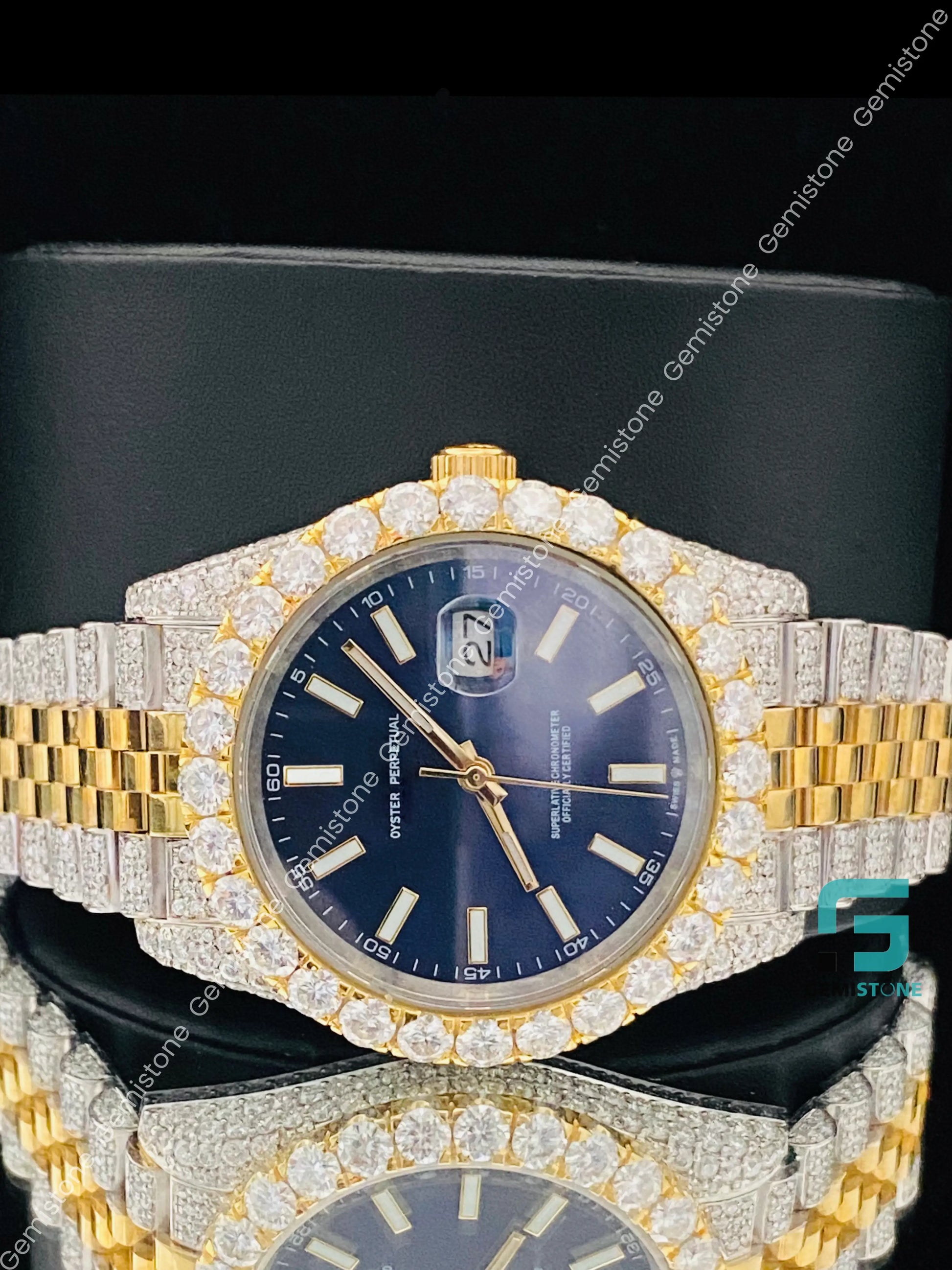 Dark_Blue_Dial_Moissanite_Moissanite_Watch