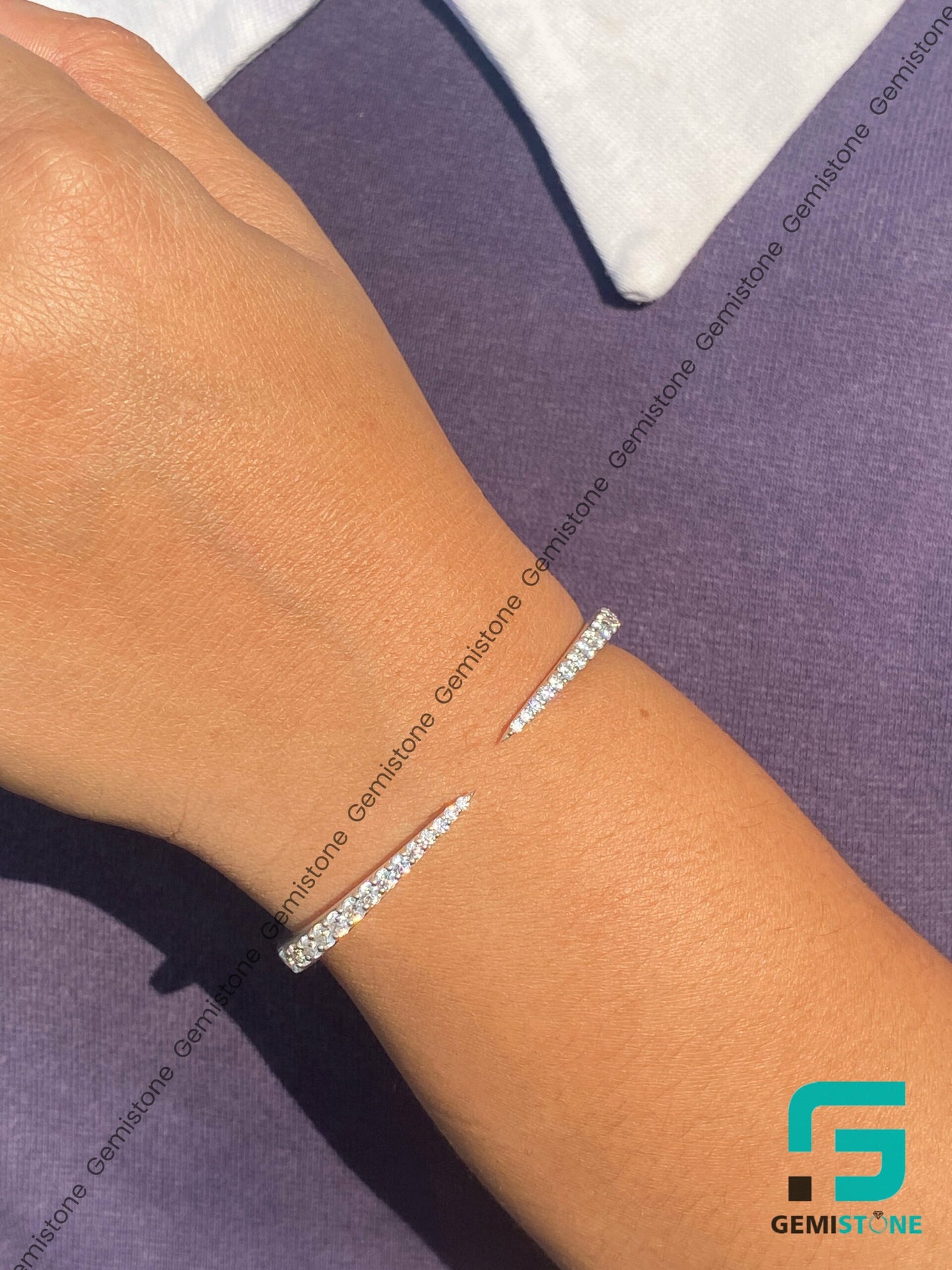 Round Cut Moissanite Diamond Claw Cuff Bracelet