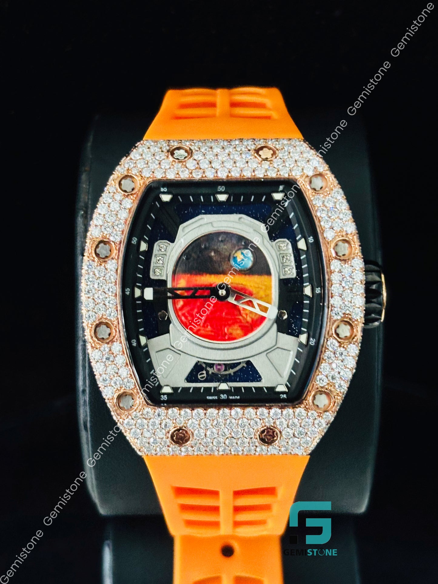 Orange Wrist Moissanite watch