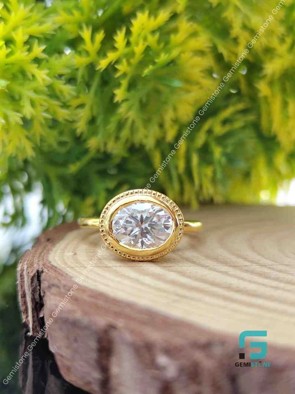 Oval Cut Bezel Set Ring
