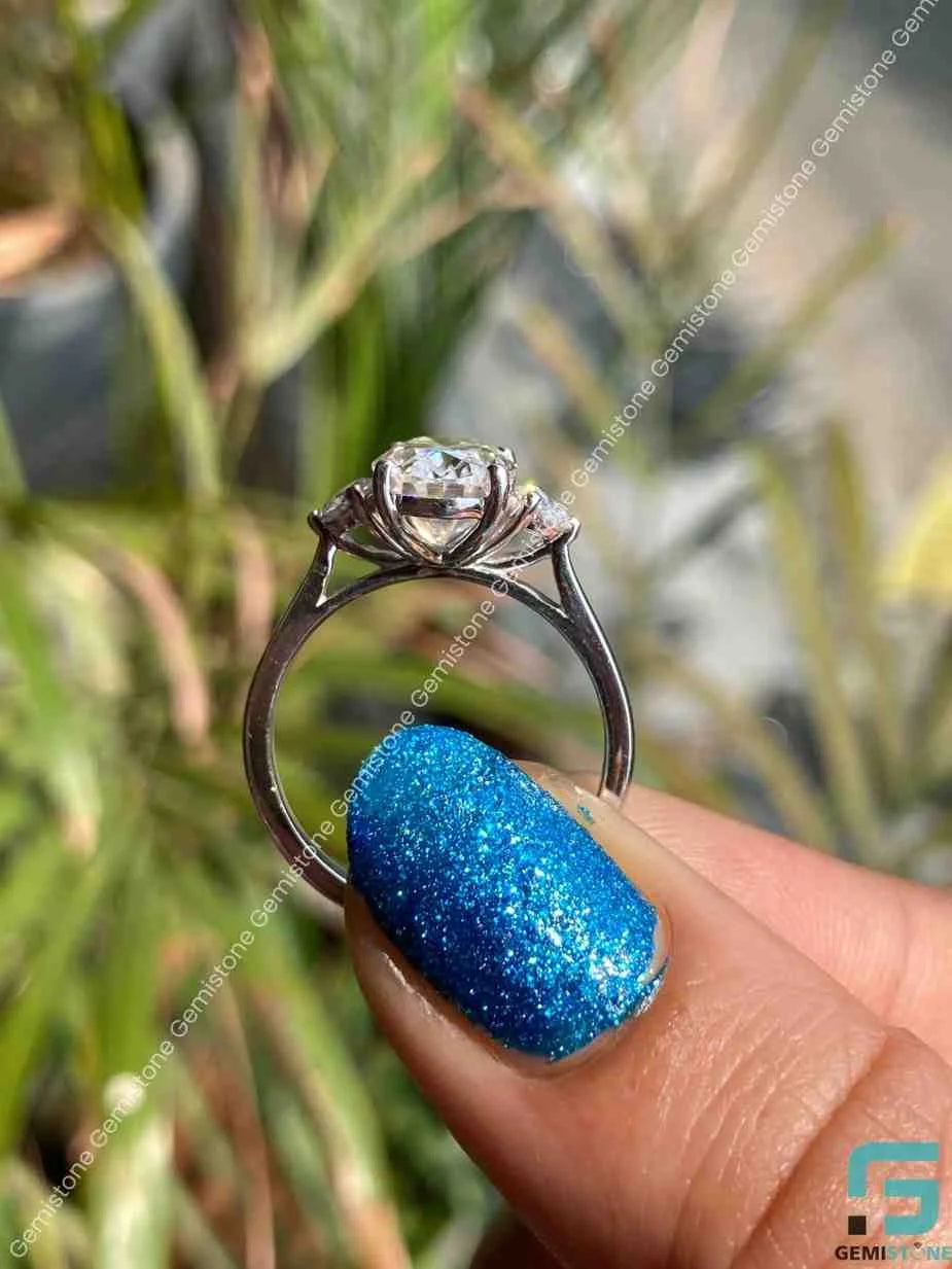 Oval Moissanite Three Stone Ring