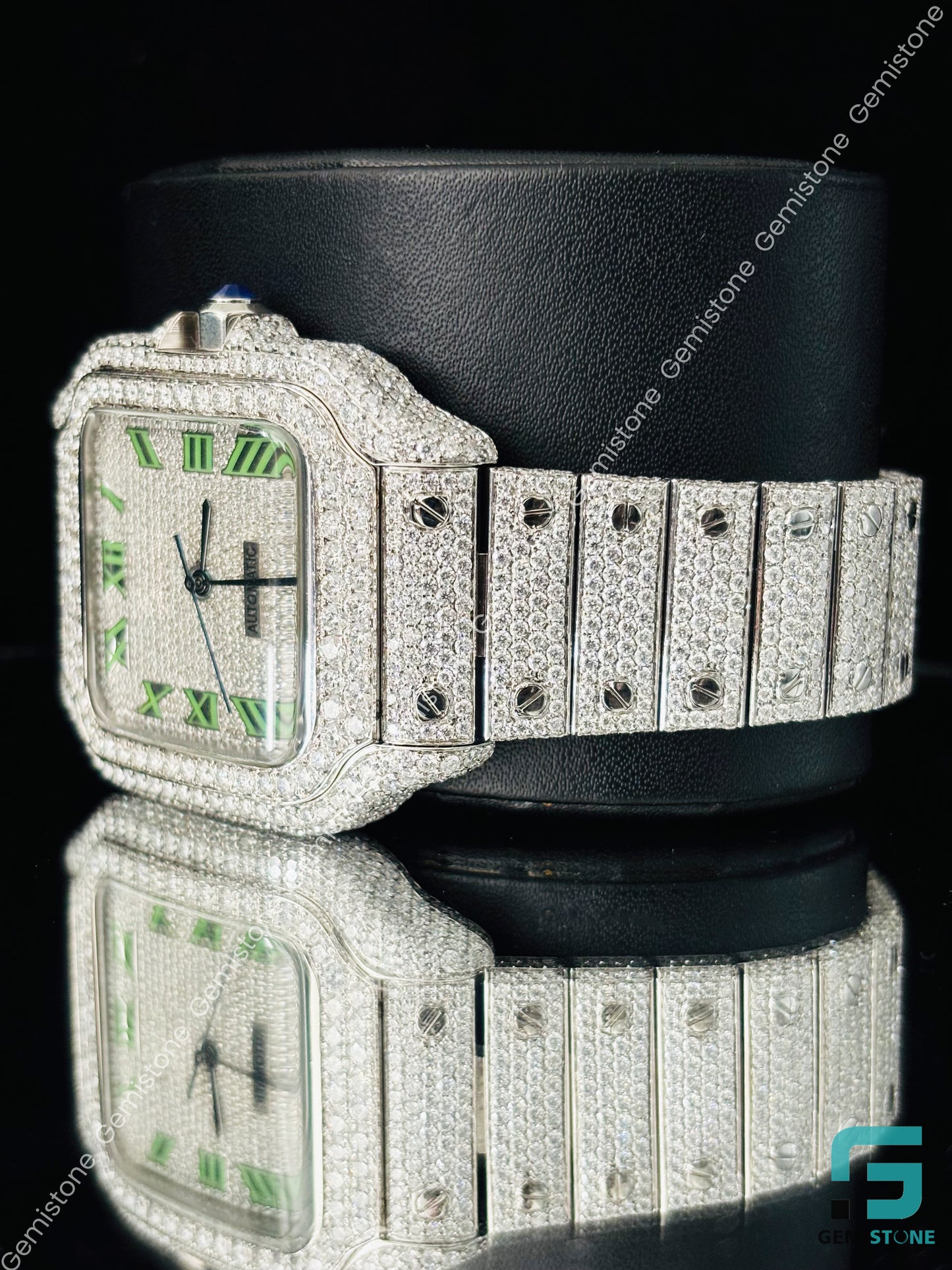 Parote Color Roman Number Moissanite Watch
