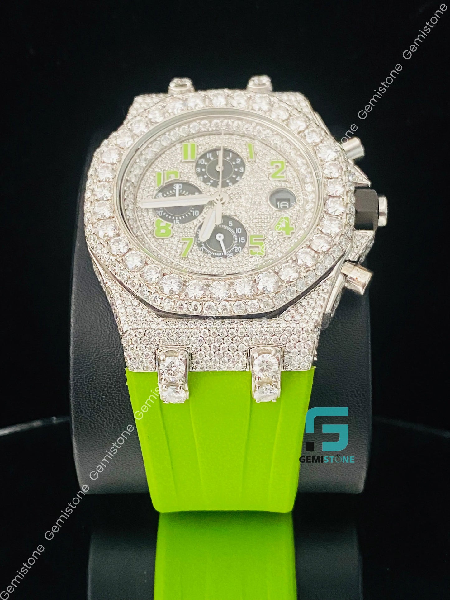 Parrot_Silicon_Strap_Bust_Down_Moissanite_Watch_For_Men