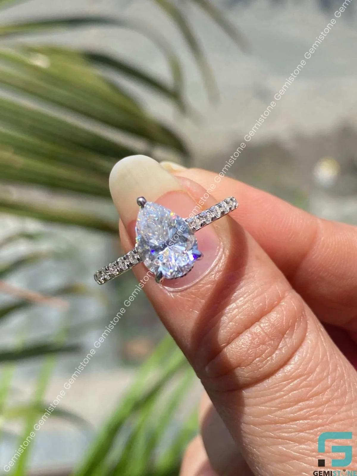 Pear Cut Moissanite Engagement Ring