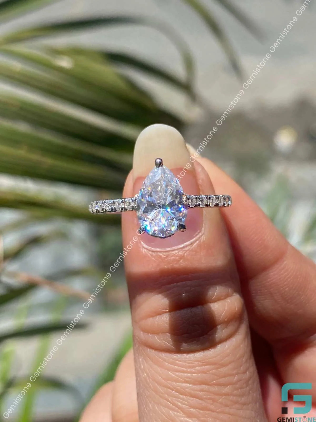 Pear Cut Moissanite Ring
