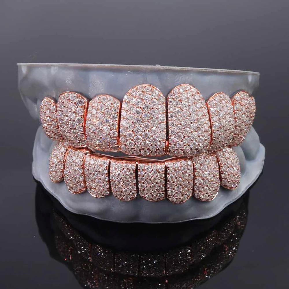 8 on 8 Custom Iced Out Perm Cut Diamond Moissanite Grillz
