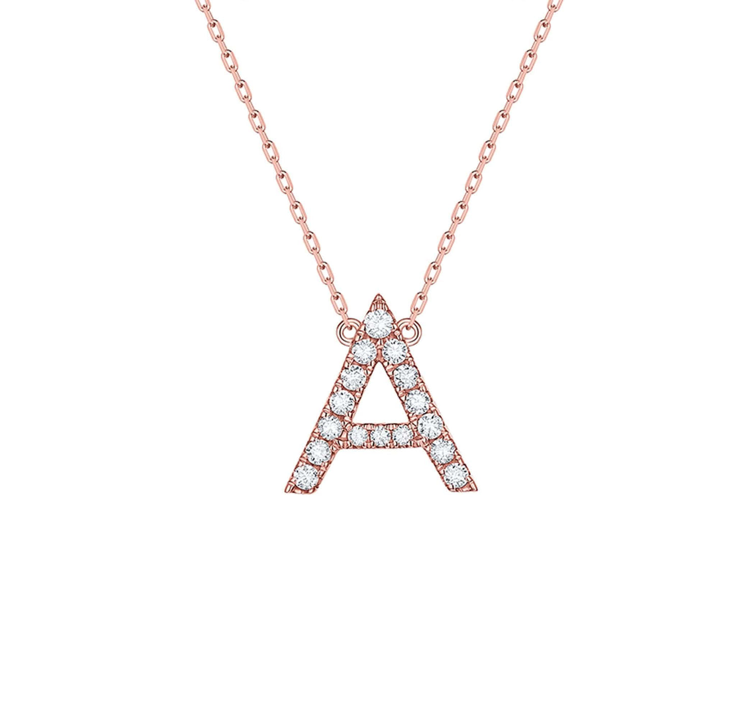 Personalized Diamond Letter Necklace | Custom Diamond Initial "A" Letter Necklace