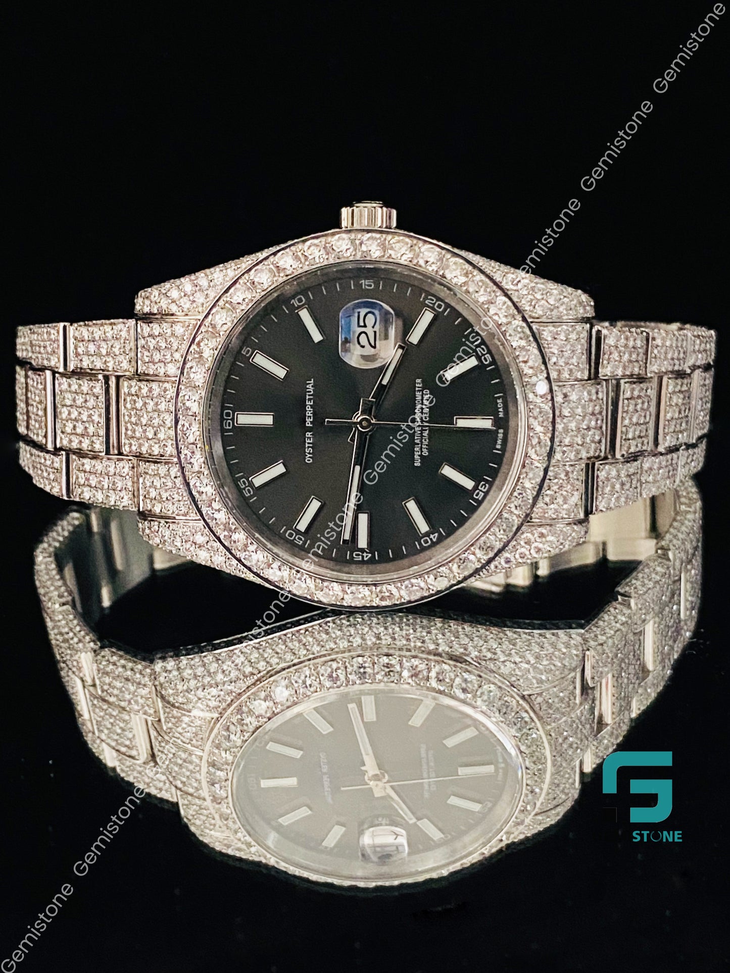 Presidental Strep Moissanite Watch for men_s