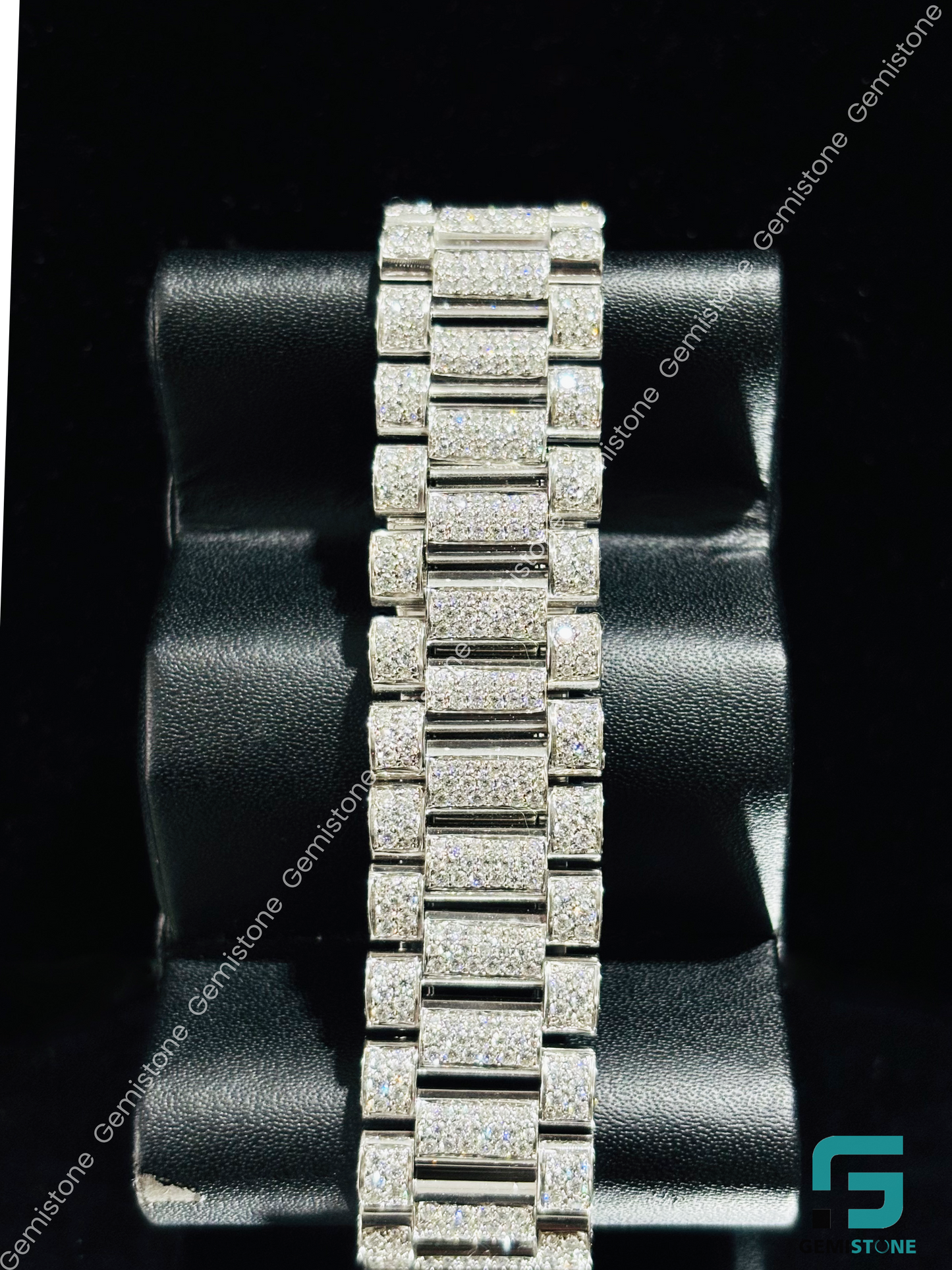 Presidential Strap Men_s Wrist Moissanite Watch
