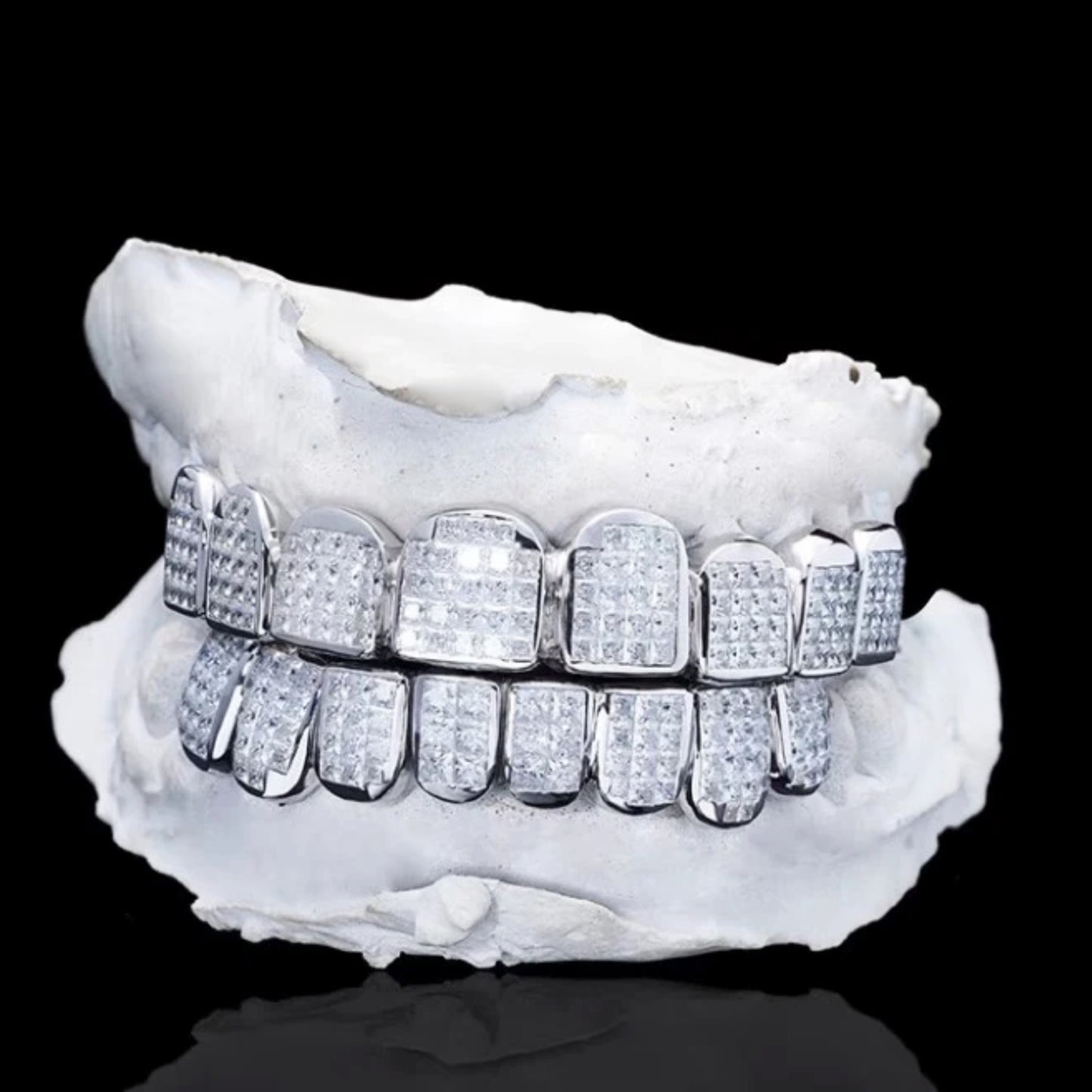 8 On 8 Moissanite Invisible Set Princess Cut Diamond Grillz