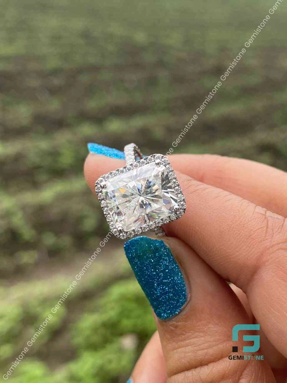 Radiant Cut Halo Engagement Ring