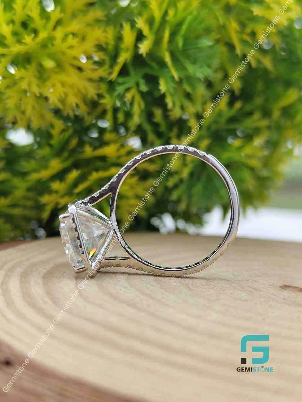 Radiant Cut Moissanite Solitaire Engagement Ring
