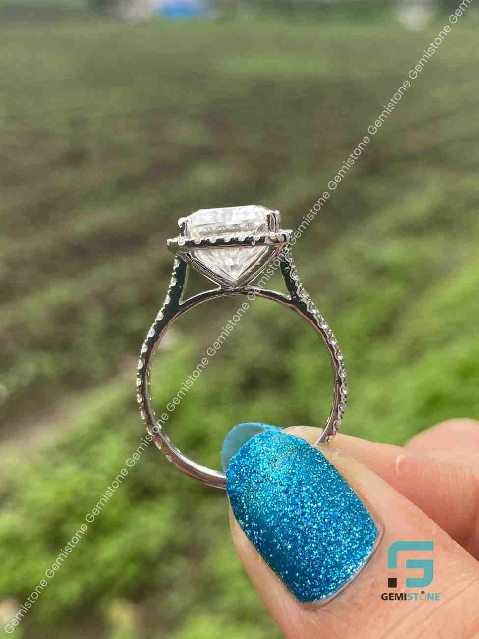 Radiant Halo Pave Moissanite RIngs