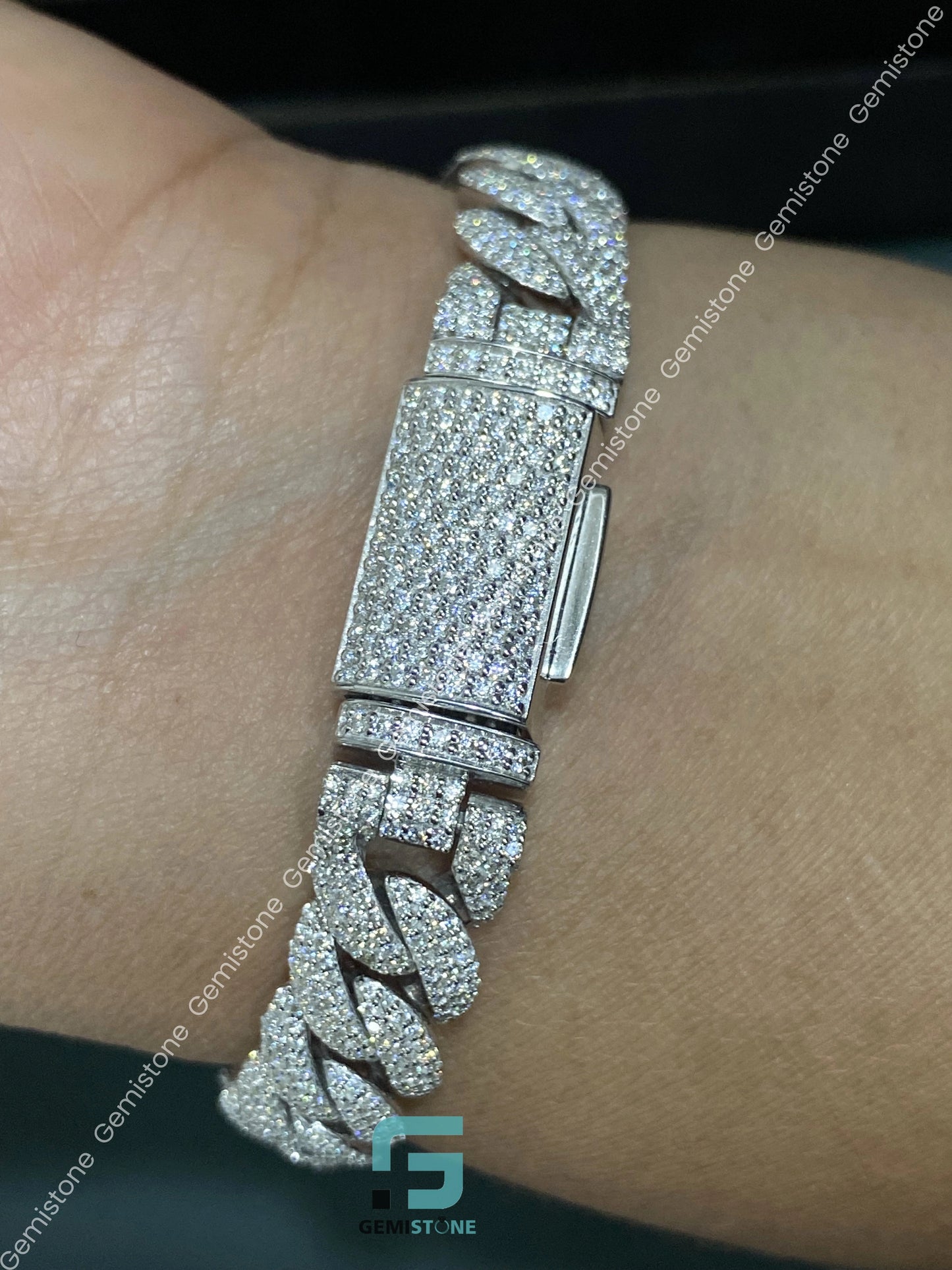 Rapper Diamond Box Clasp Moissanite Bracelet
