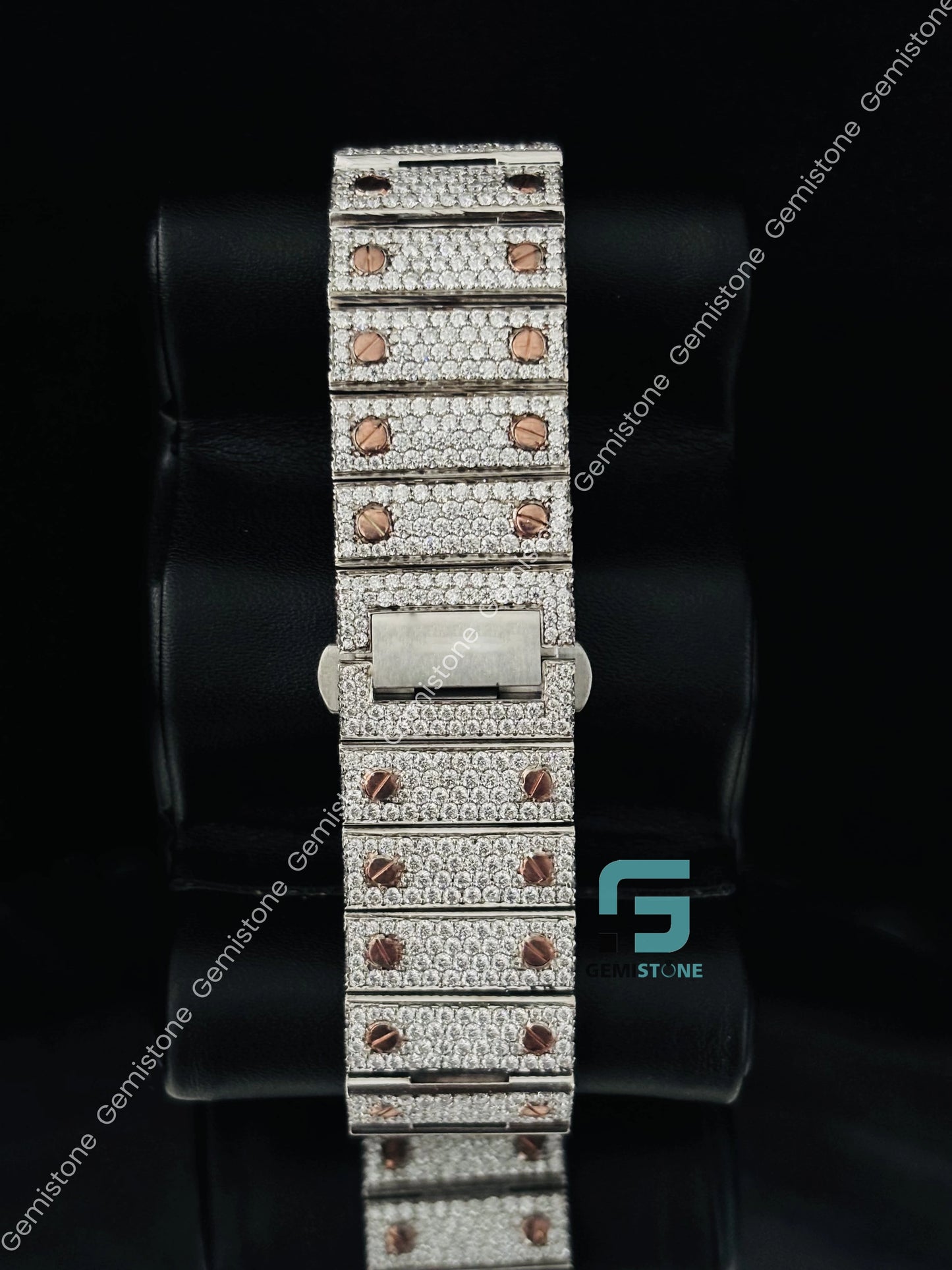 Rappers Moissanite Rose Gold Plated Watch for Men