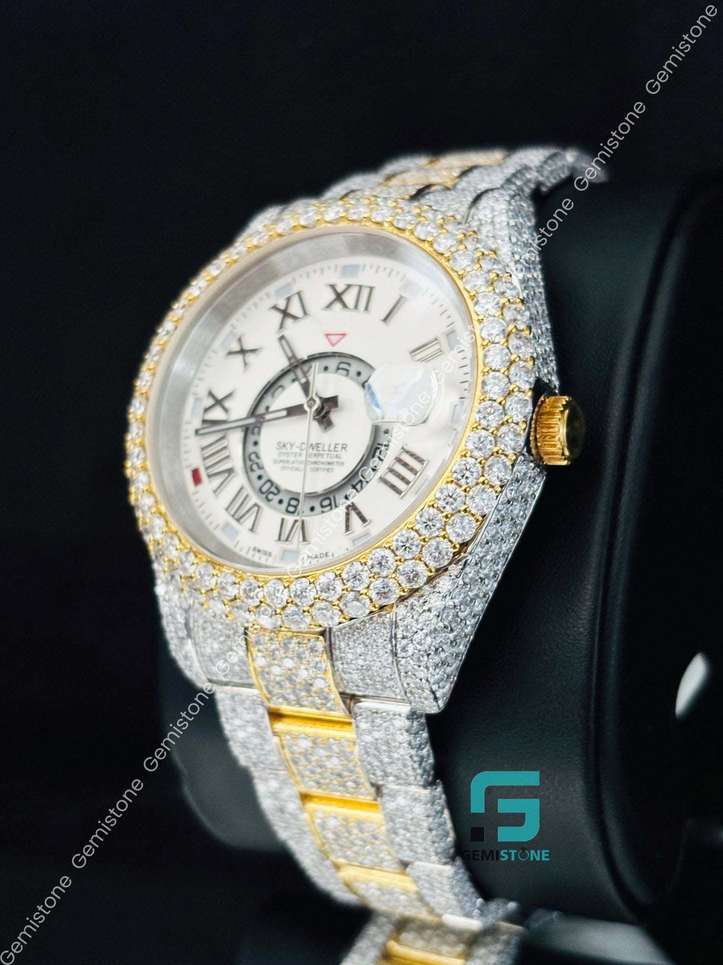 Roman Number sky Dweller Moissanite Watch