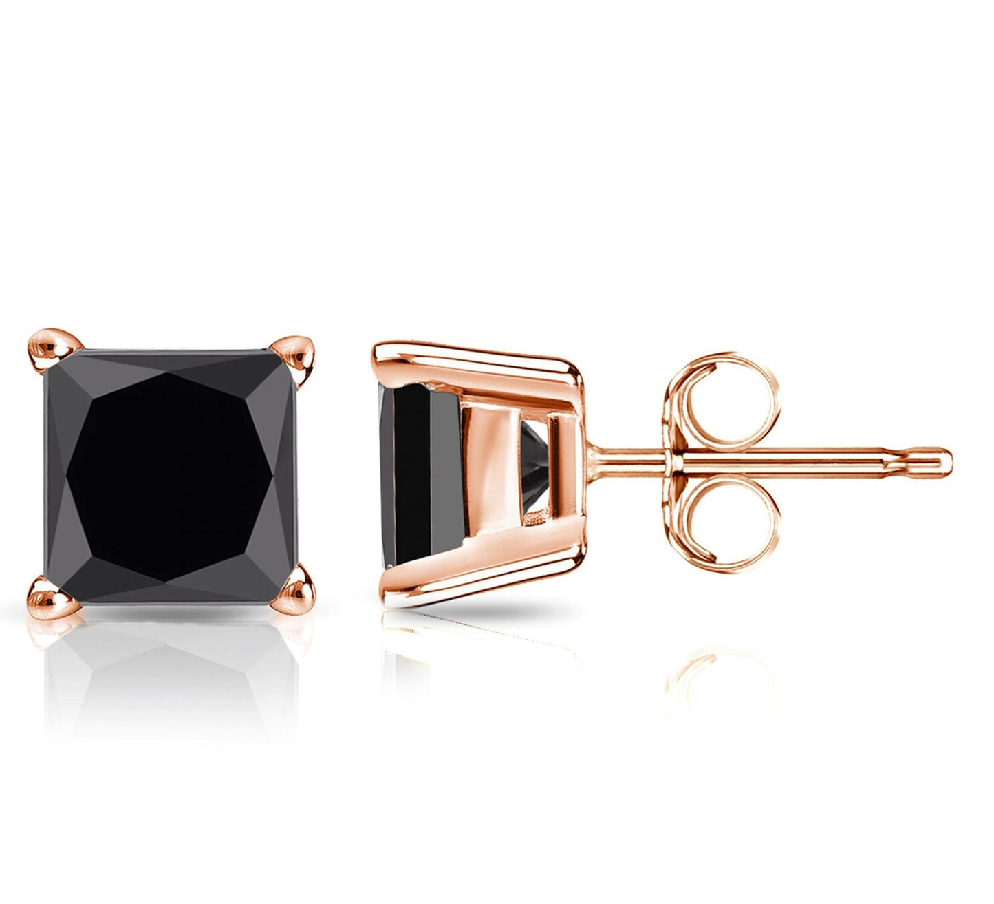 1 Carat Princess Cut Moissanite Solitaire Studs