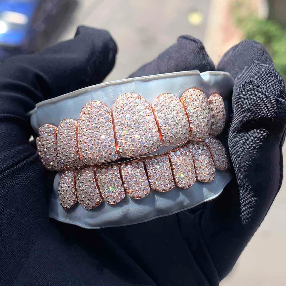 8 on 8 Custom Iced Out Perm Cut Diamond Moissanite Grillz