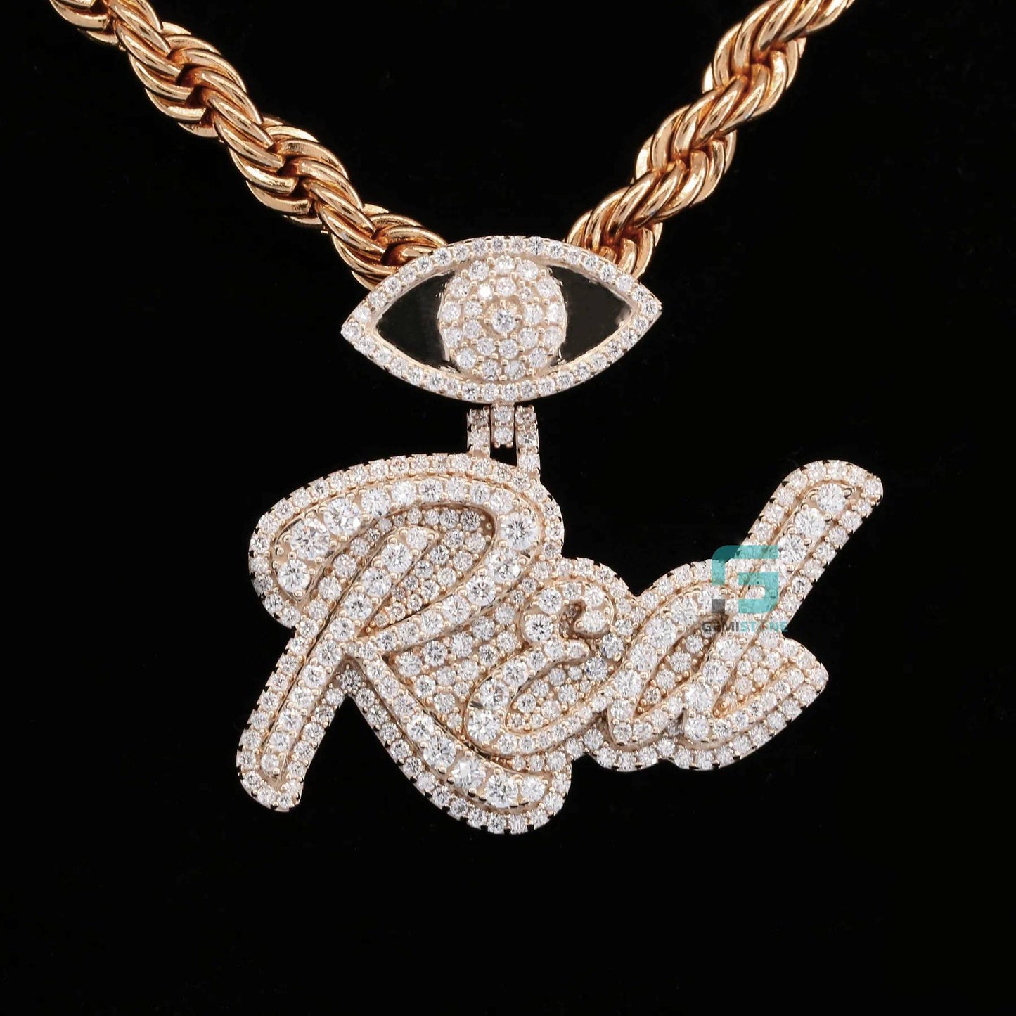 925 Silver Round Moissanite Hip Hop Diamond Initial Pendants