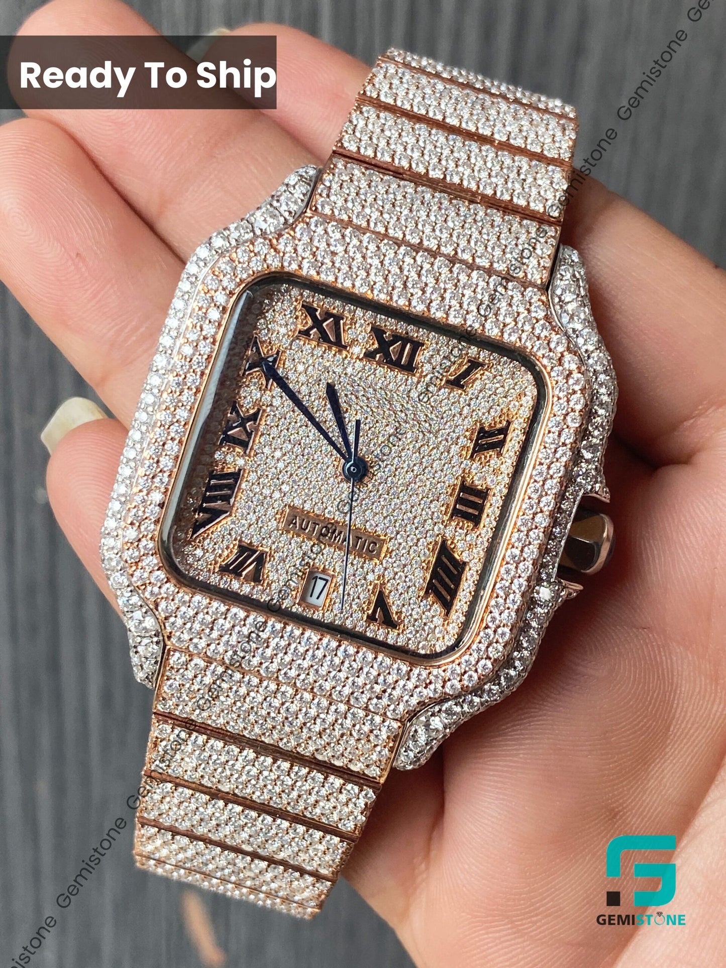 Rose-Gold-Plated-Moissanite-Watch