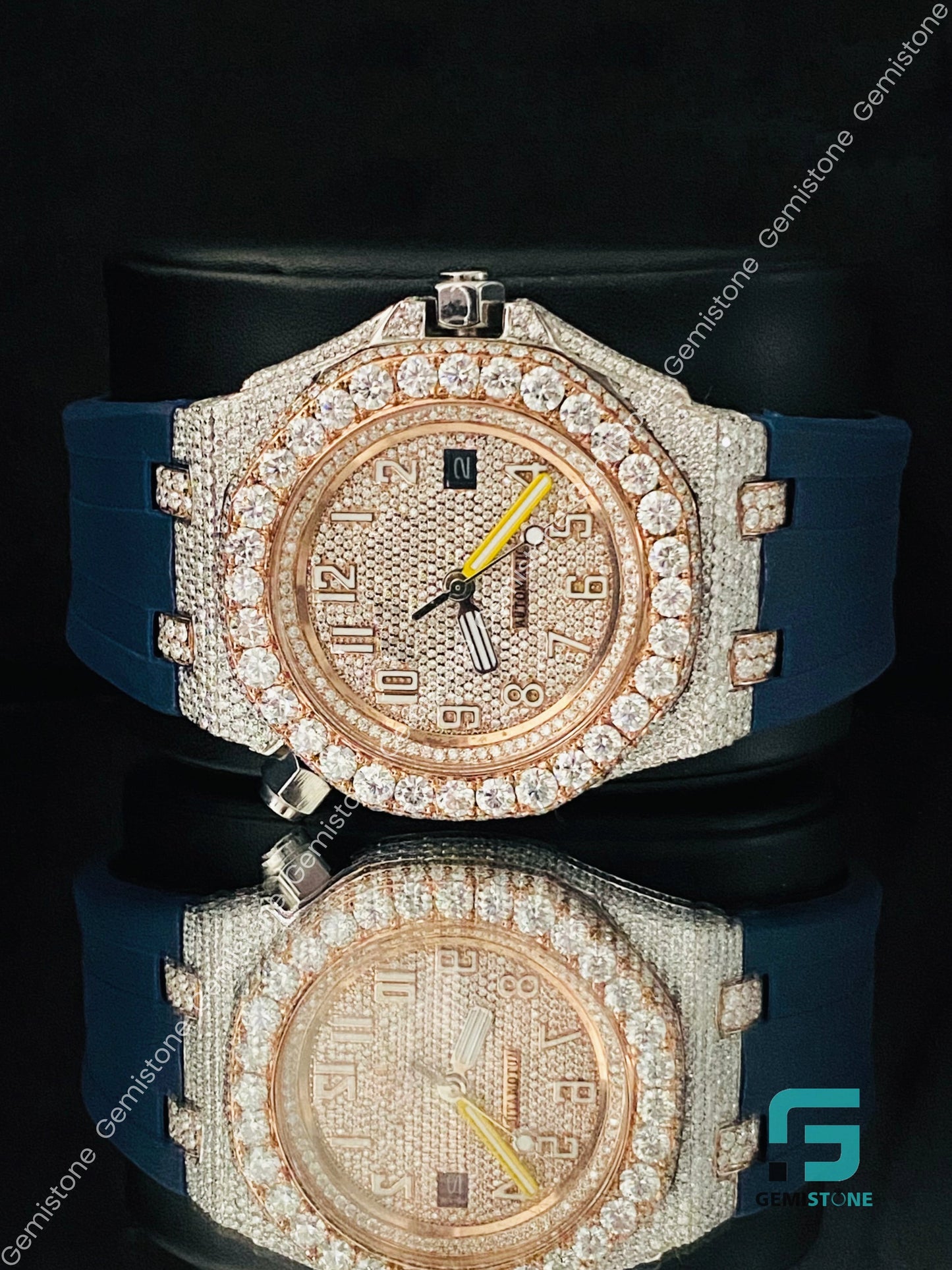 Rose Gold Plated Moissanite Diamond Wrist Watch