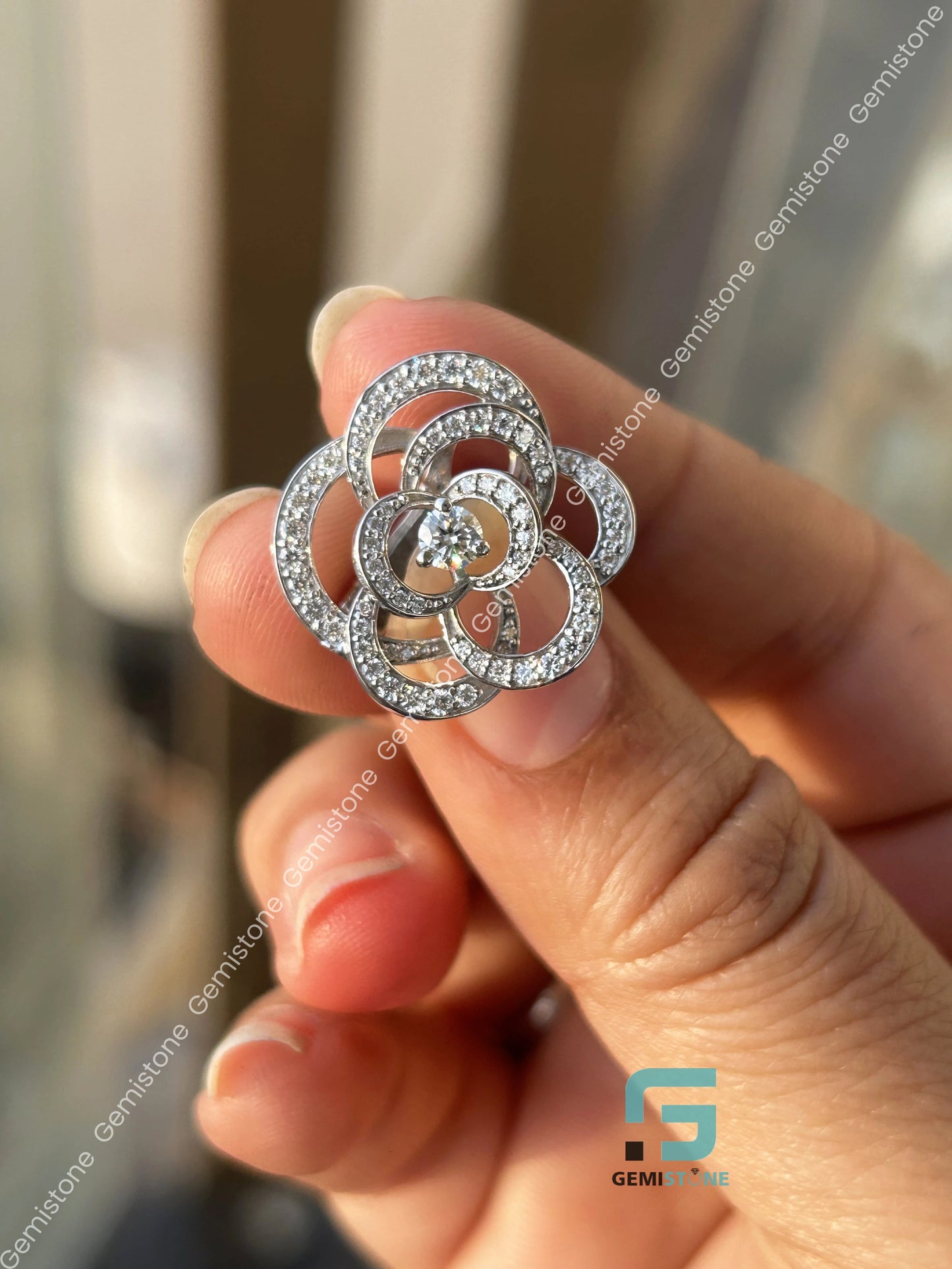 Rose Shape Moissanite Silver Earrings