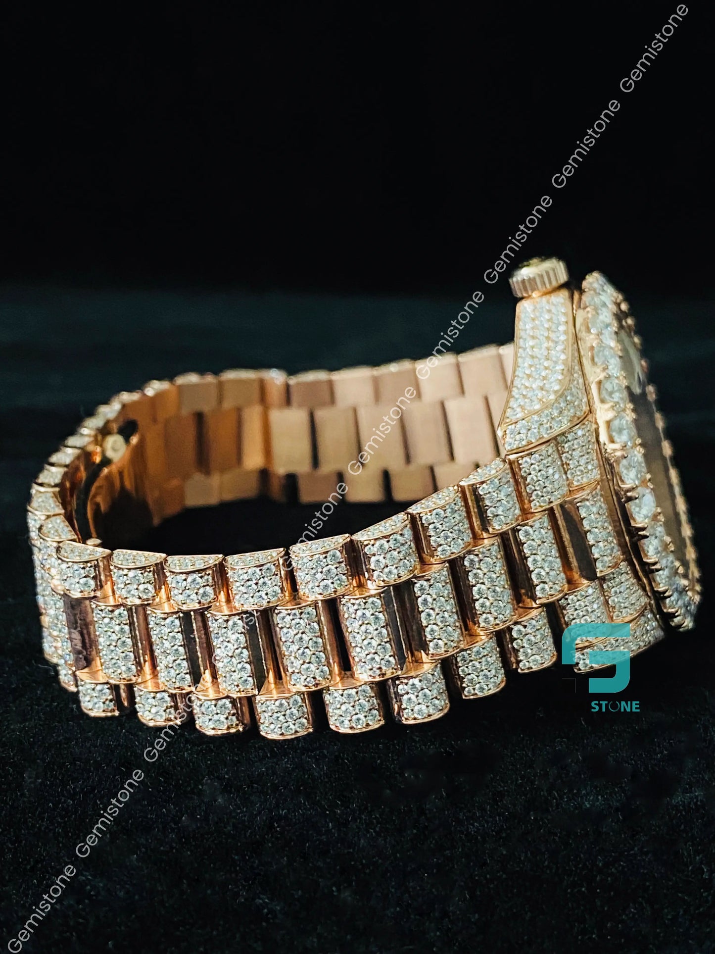 41MM Roman Dial Fully Iced Out Two Tone Custom VVS Moissanite Watch