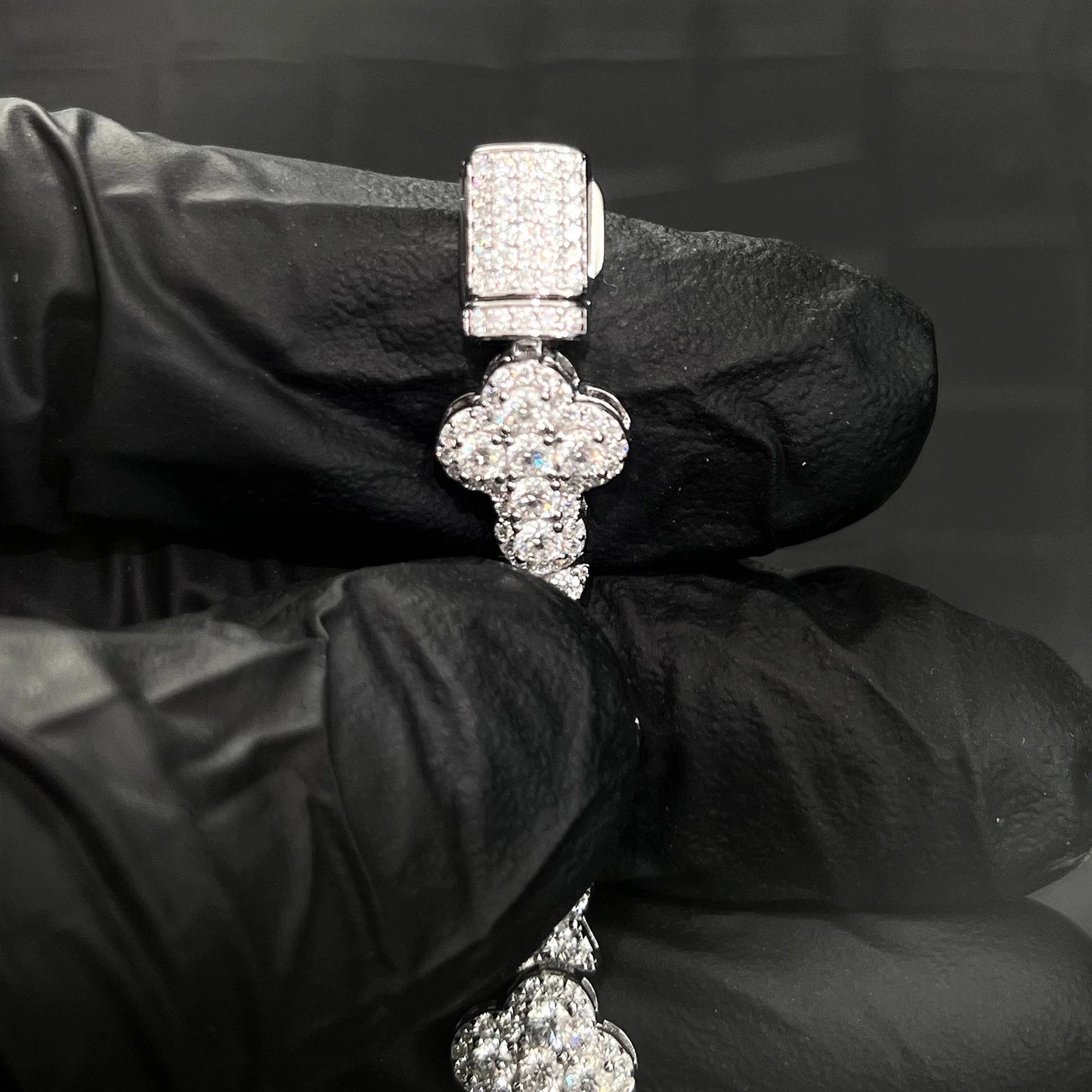 925 Silver VVS Moissanite Cluster Diamond Bracelet For Men