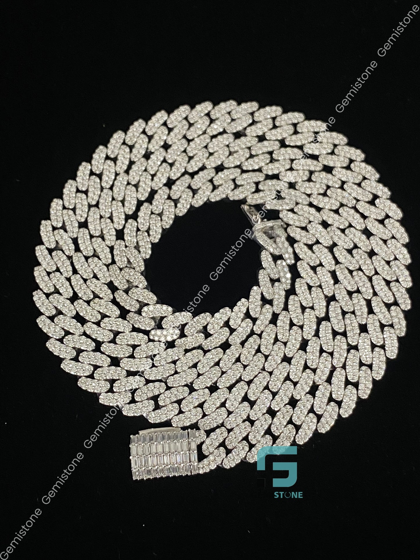 Round Baguette Diamond Iced Out Moissanite Chain