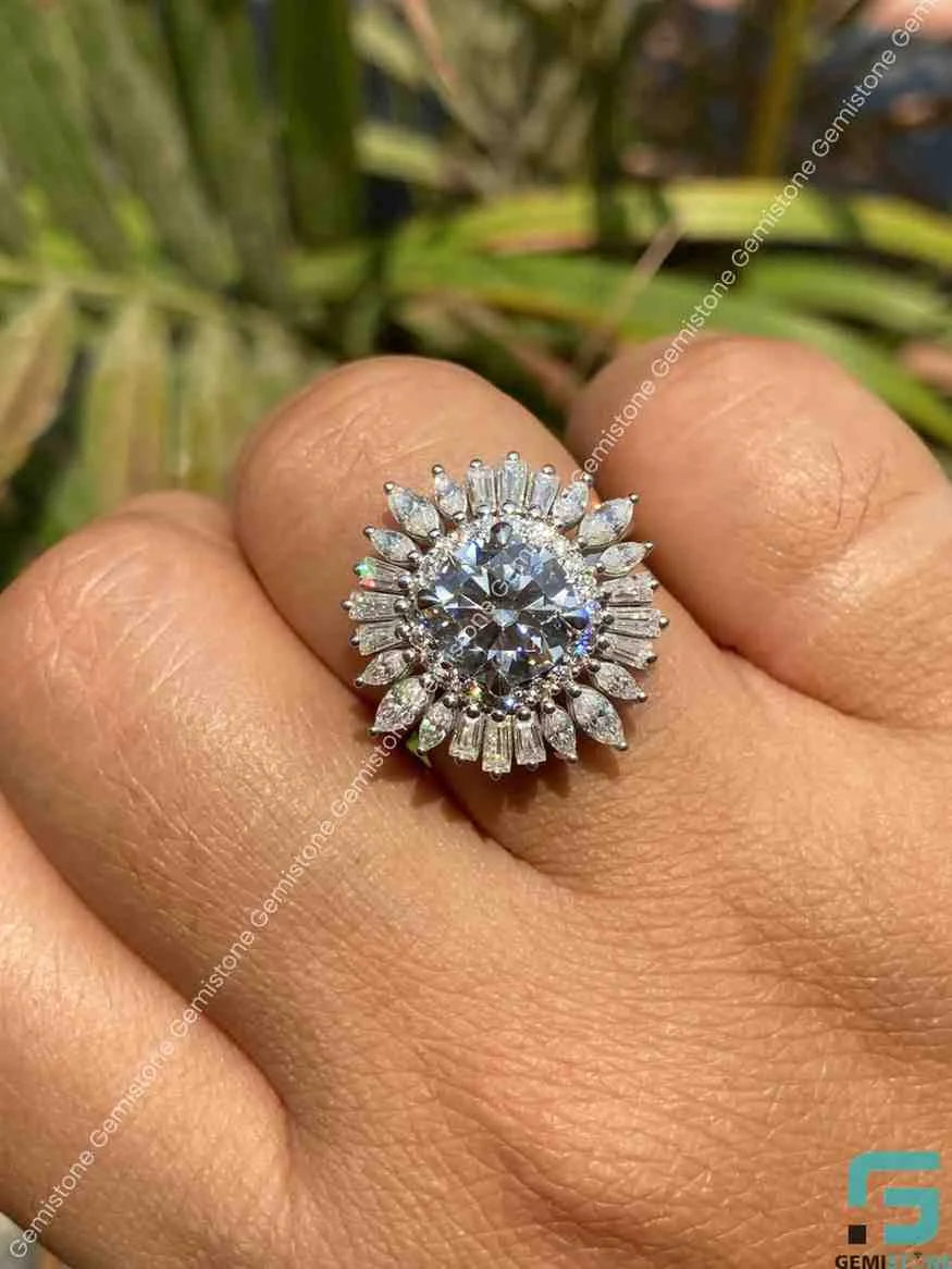 Round Cut Big Moissanite Ring