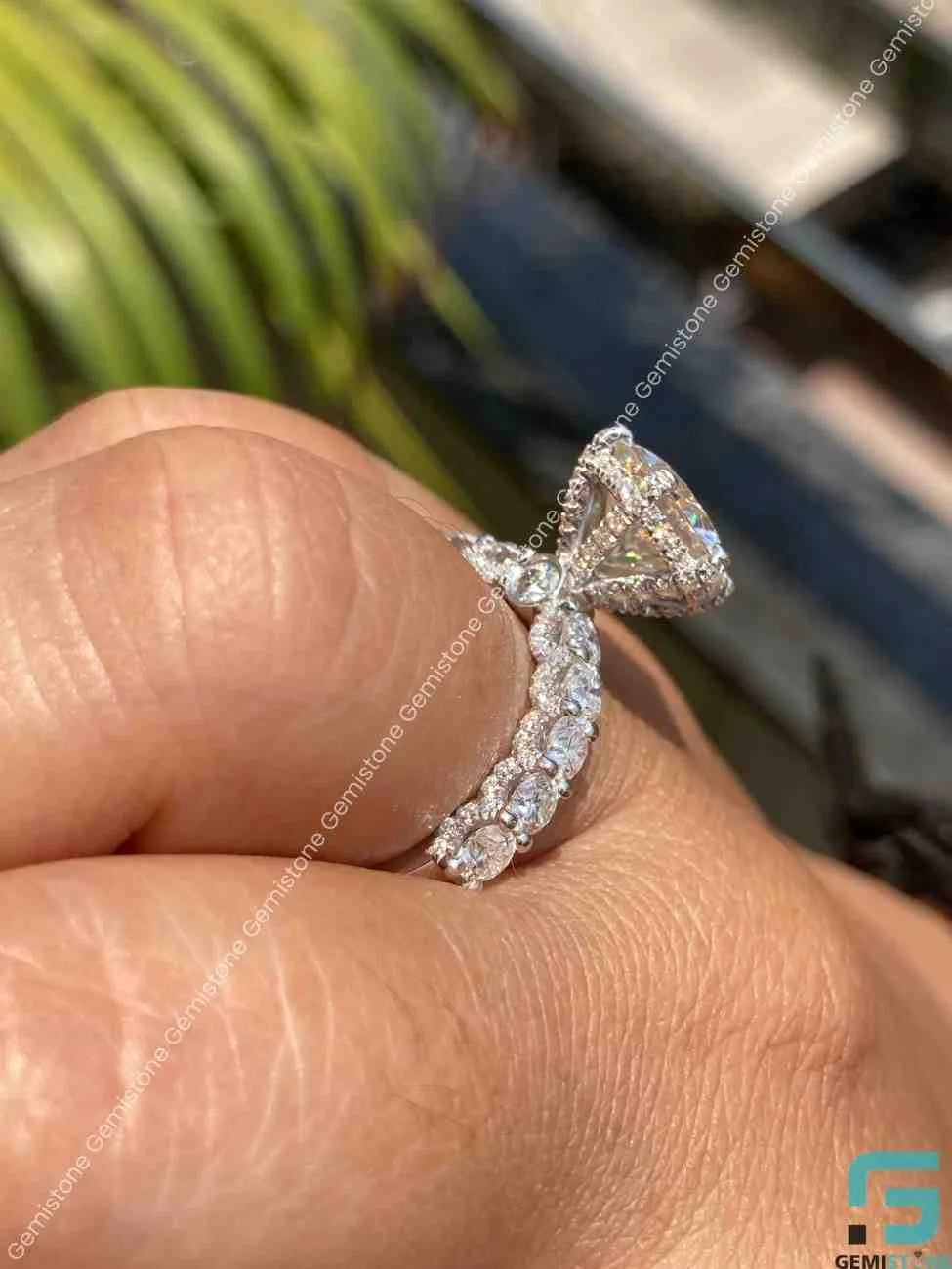 Round Cut Pave Moissanite Ring