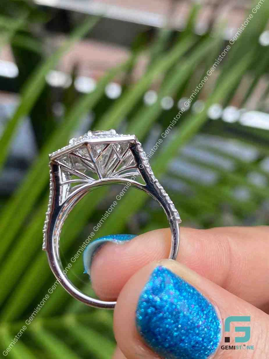 Round Cut Split Shank Moissanite Ring