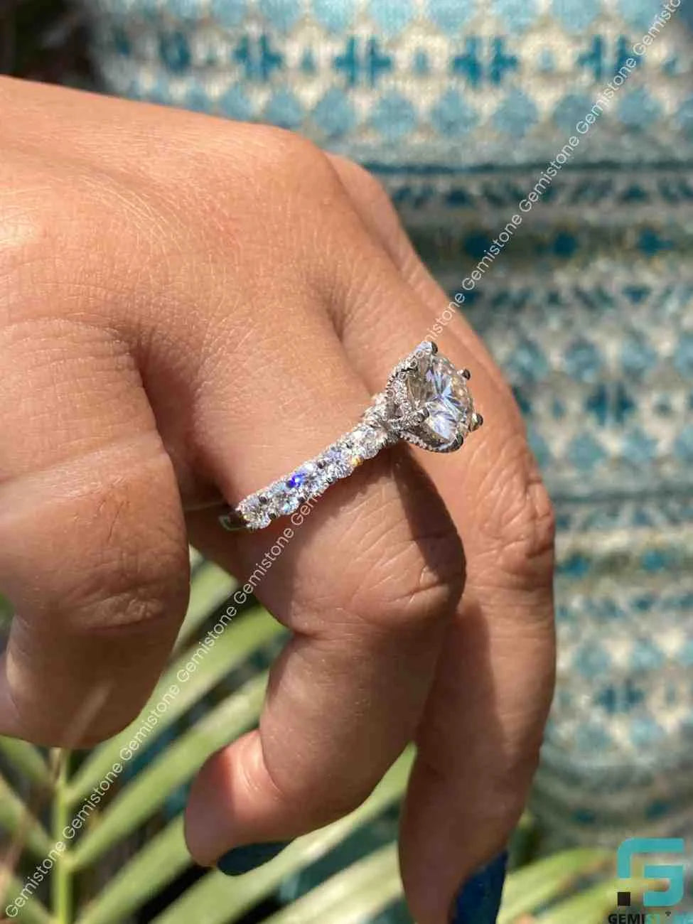 Round Moissanite Halo Ring