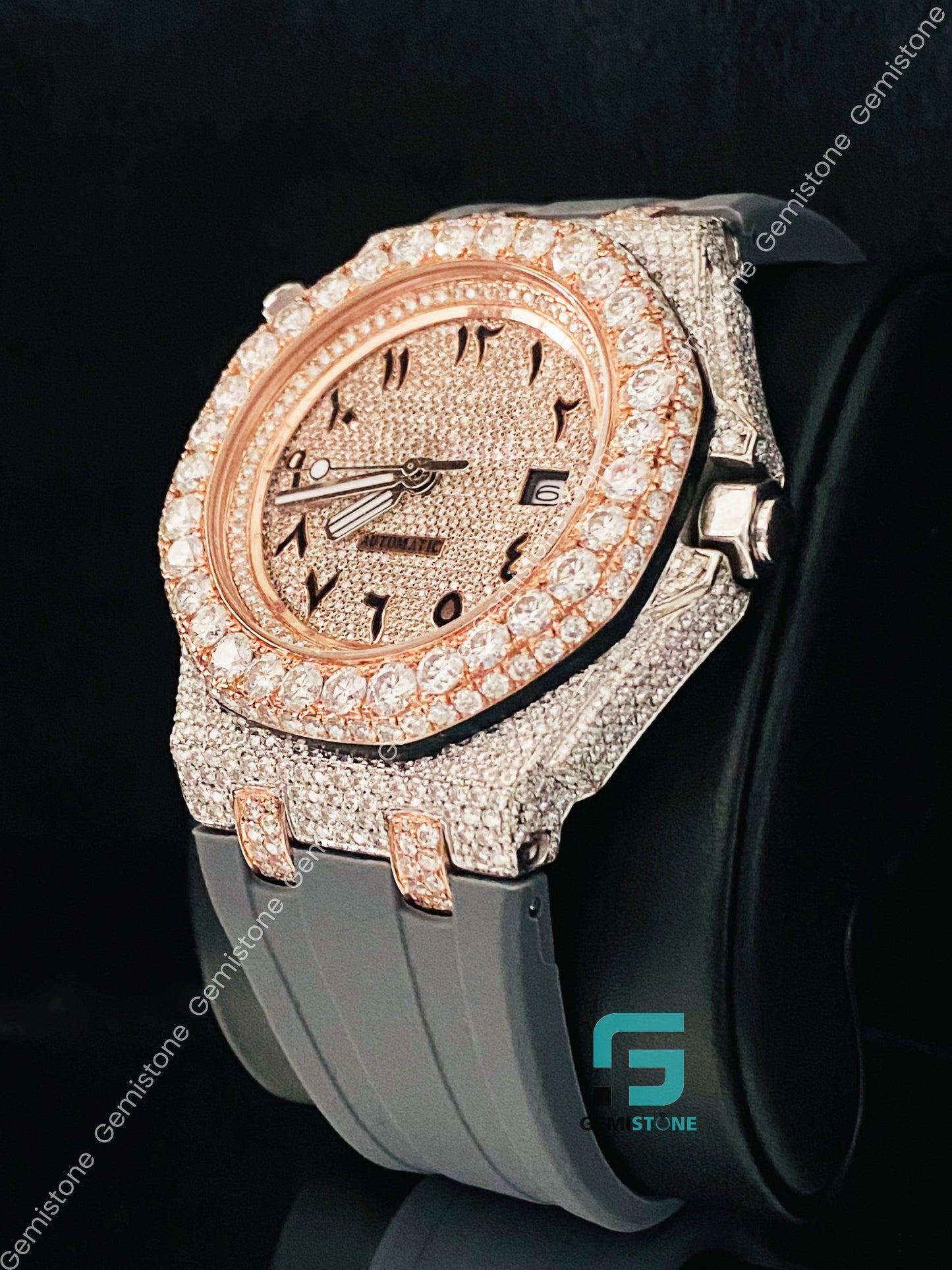 Silicon Belt Arabic Number Moissanite Watch