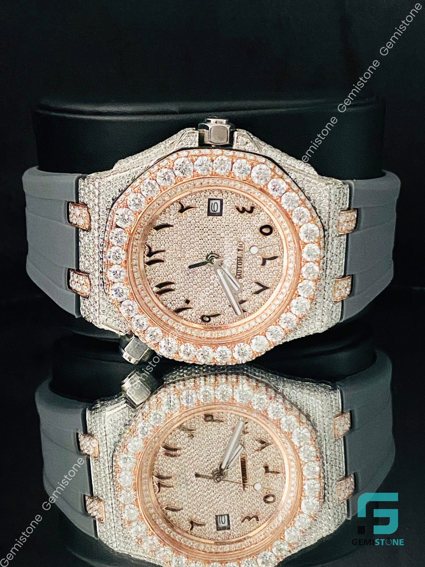 Silicon Belt Moissanite Watch for Men's