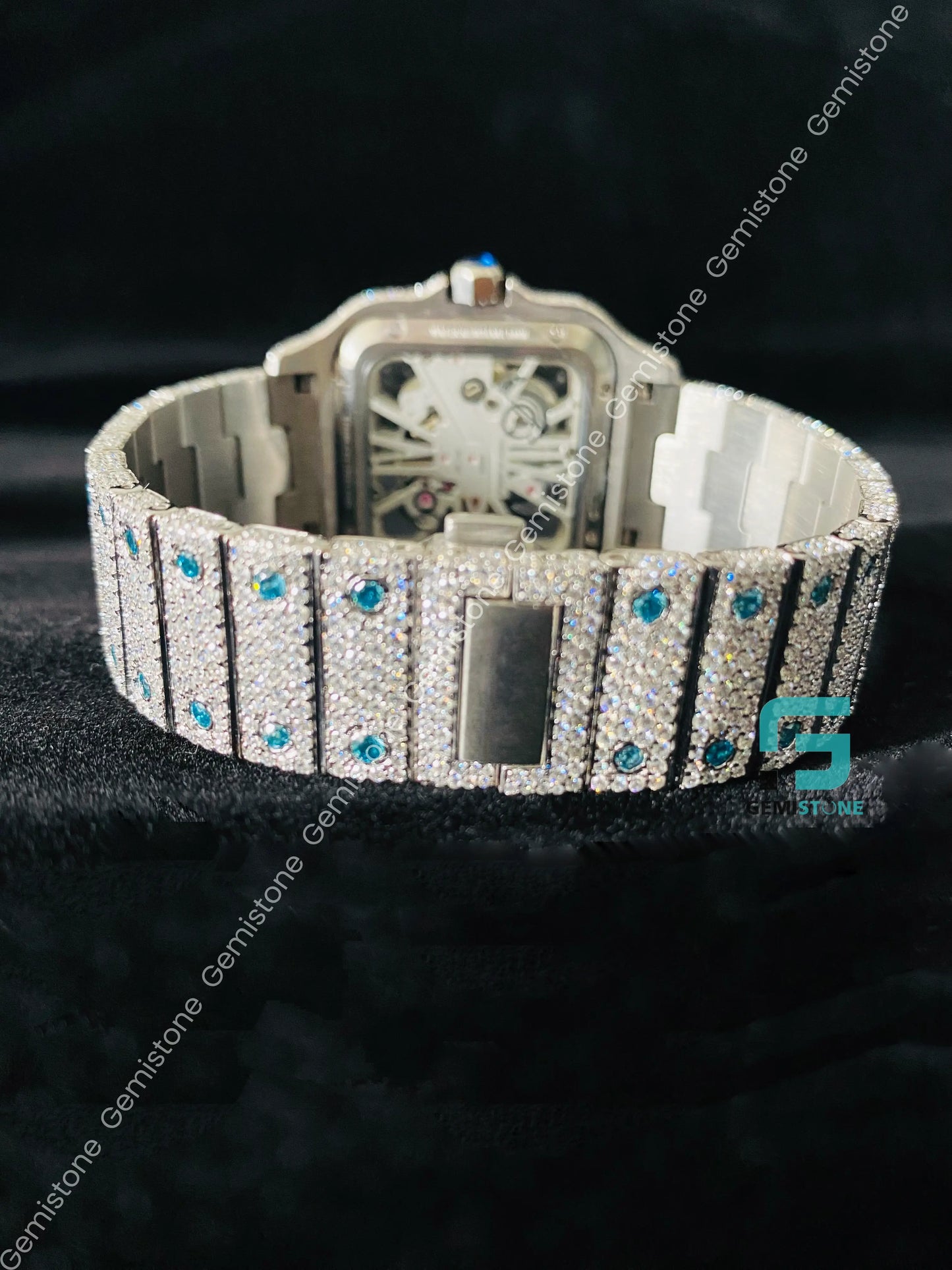 Skeleton Dial Custom Hand Made VVS Moissanite Diamond Watch Passes Diamond Tester