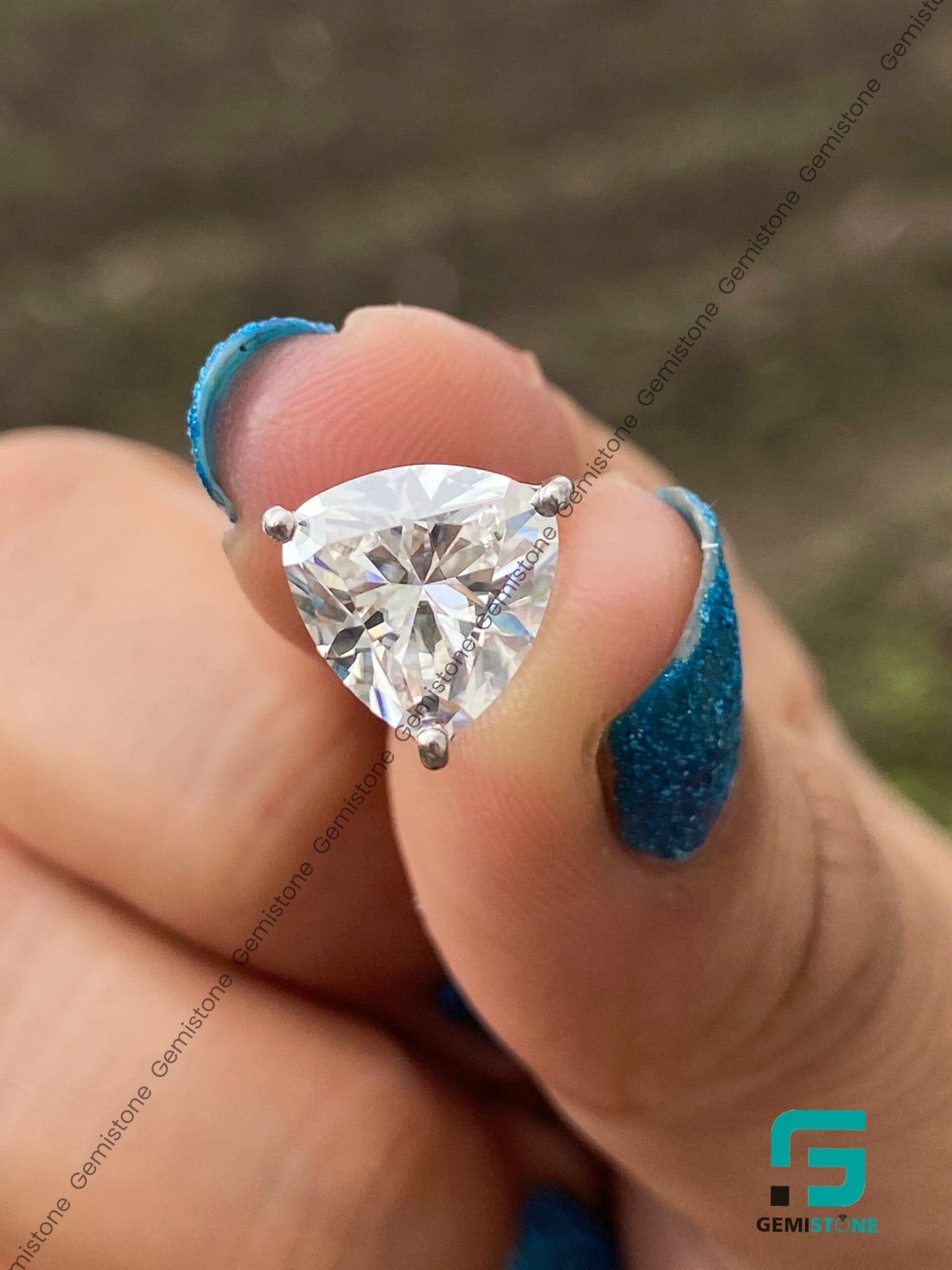 2CT Stud Trillion Cut Diamond Earrings