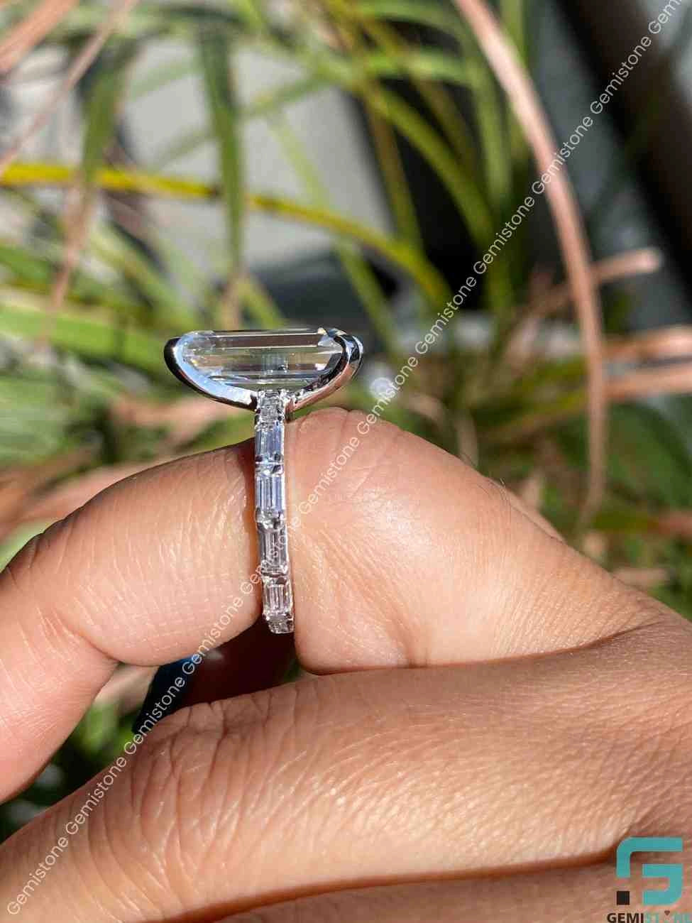 Solitaire Baguete Band Engagement Ring