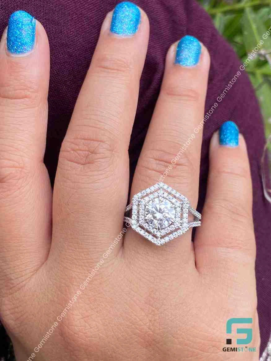 Split Shank Moissanite Weddings Ring
