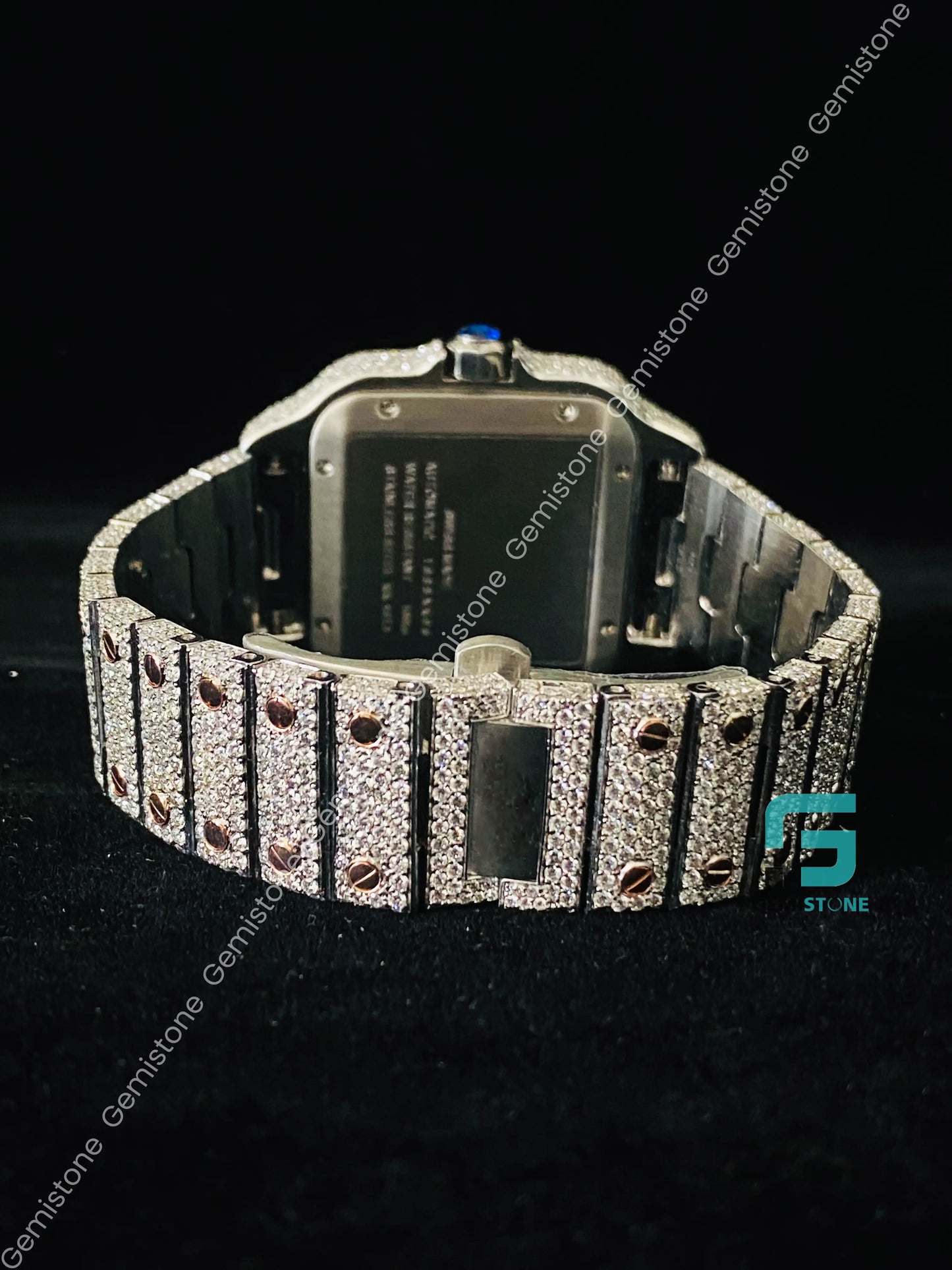 Classic Fully Iced Out Two Tone Roman Dial Moissanite Watch For Men